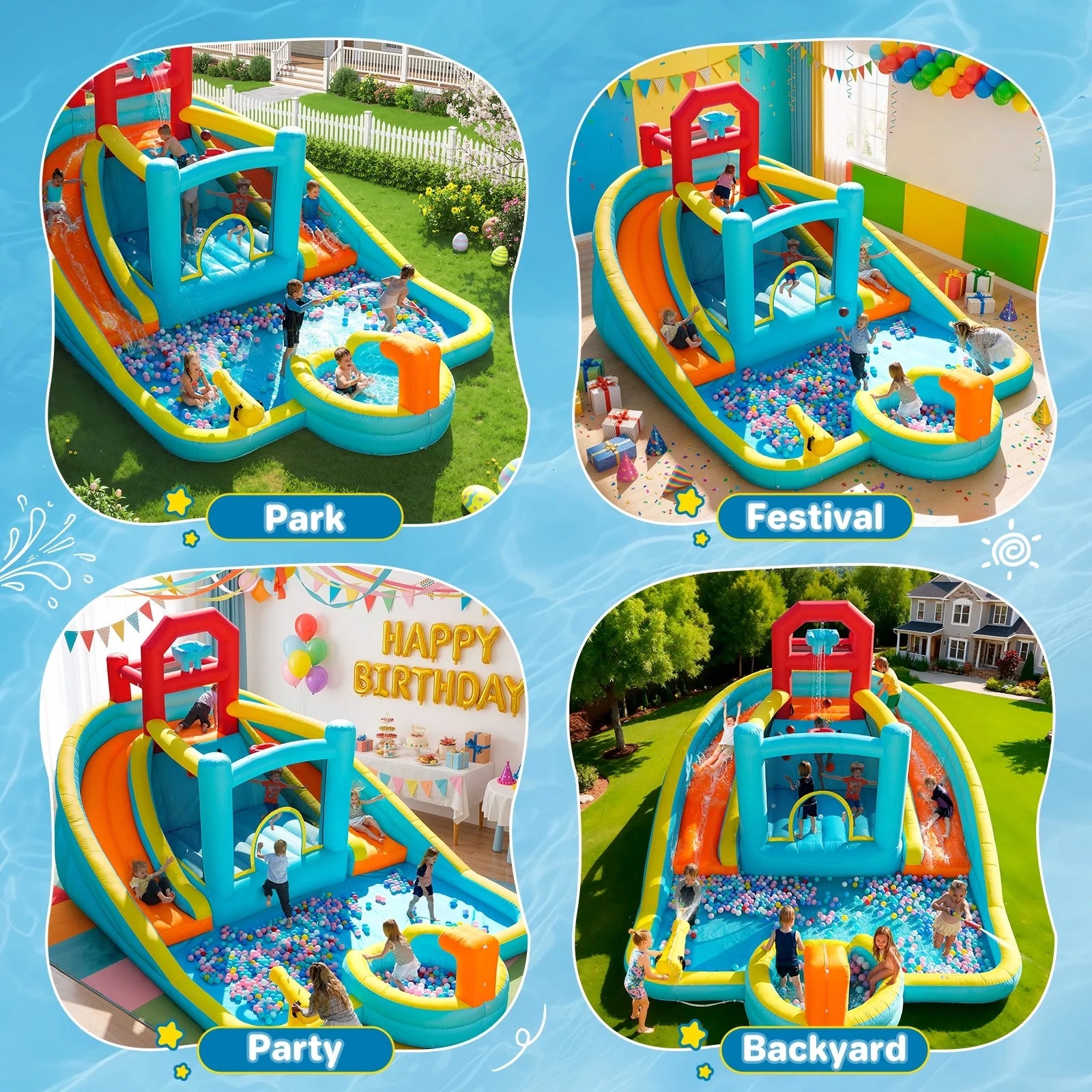 9 in 1 Large Inflatable Water Slide Bounce House