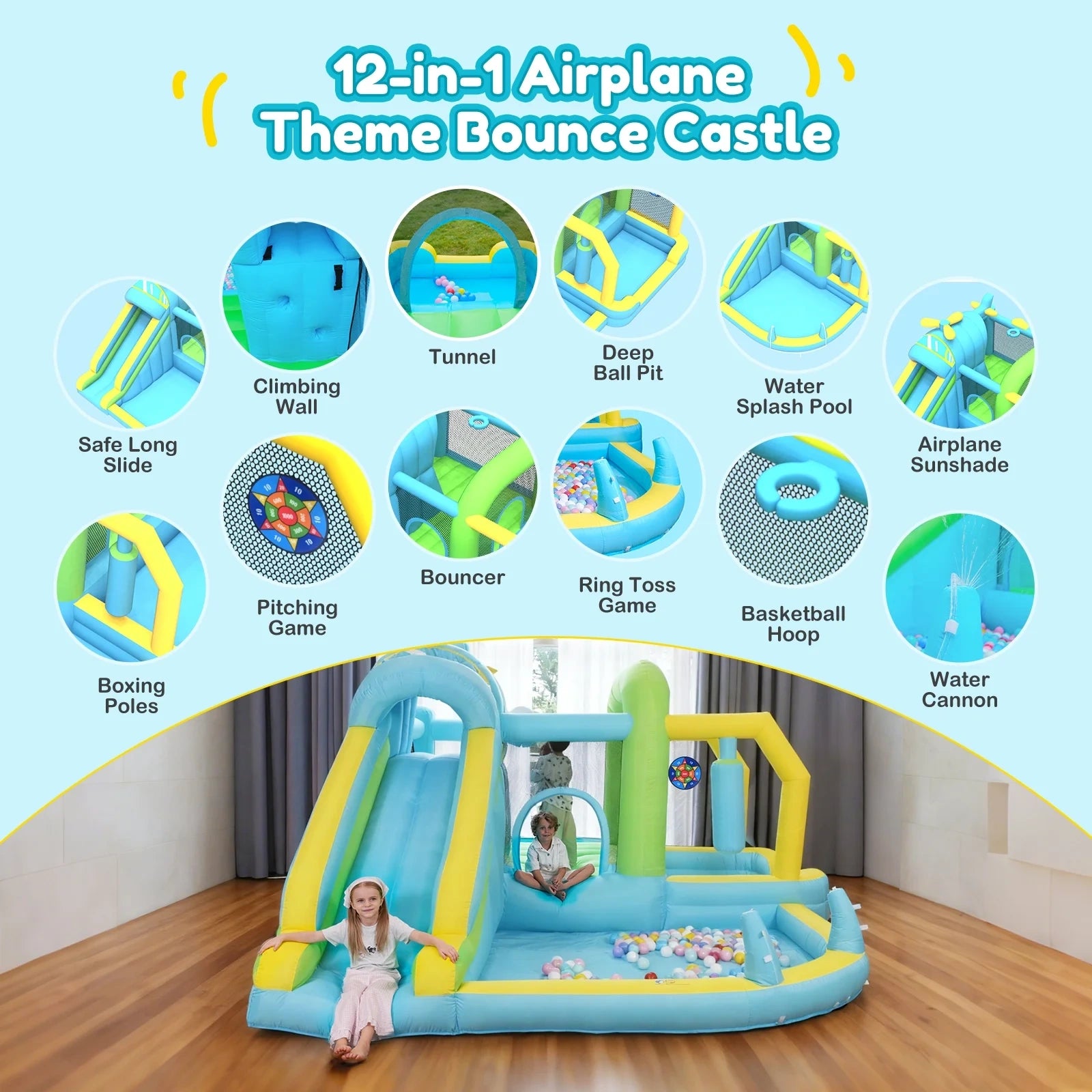 12-in-1 Large Inflatable Water Slide Bounce House