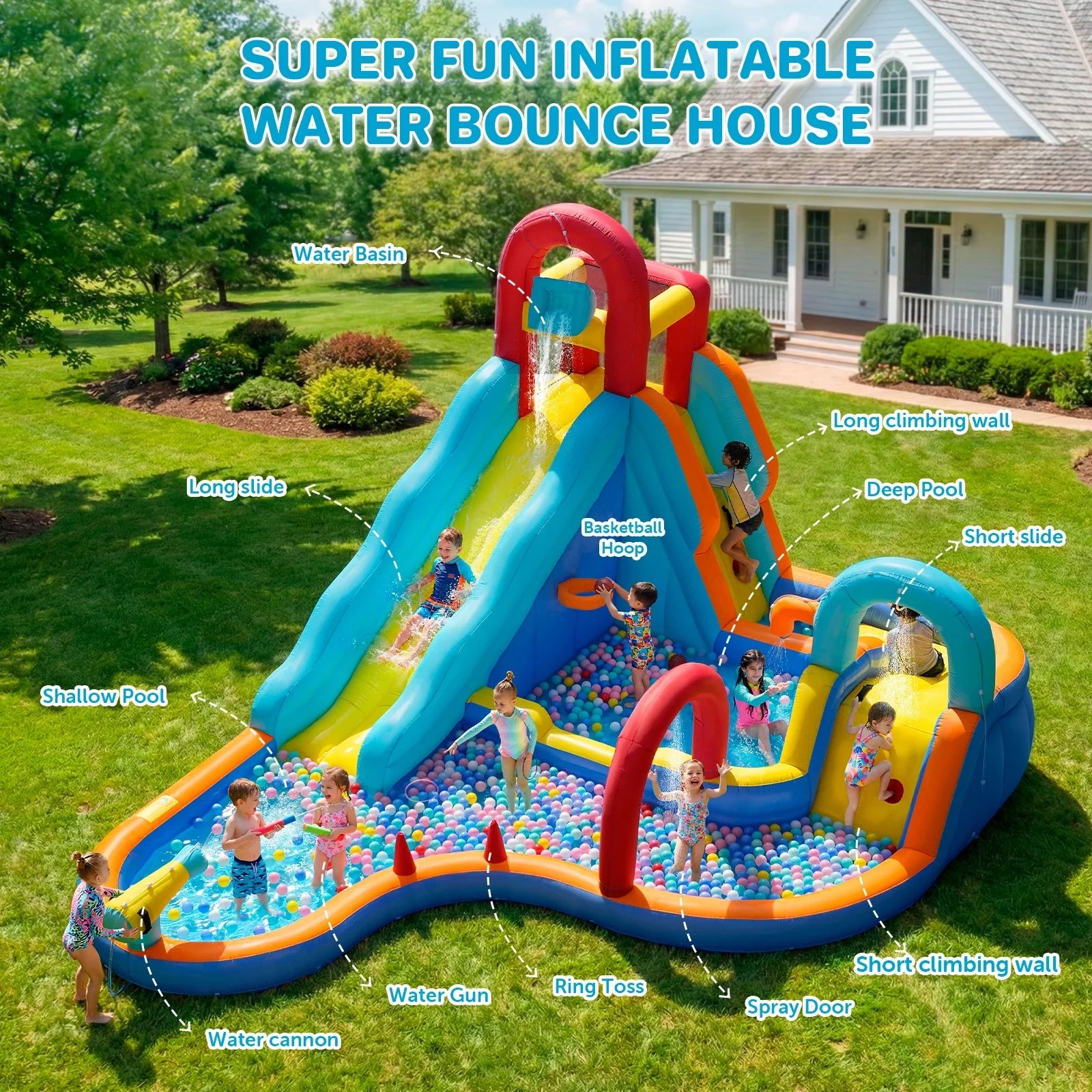 12-in-1 Inflatable Water Slide Bounce House