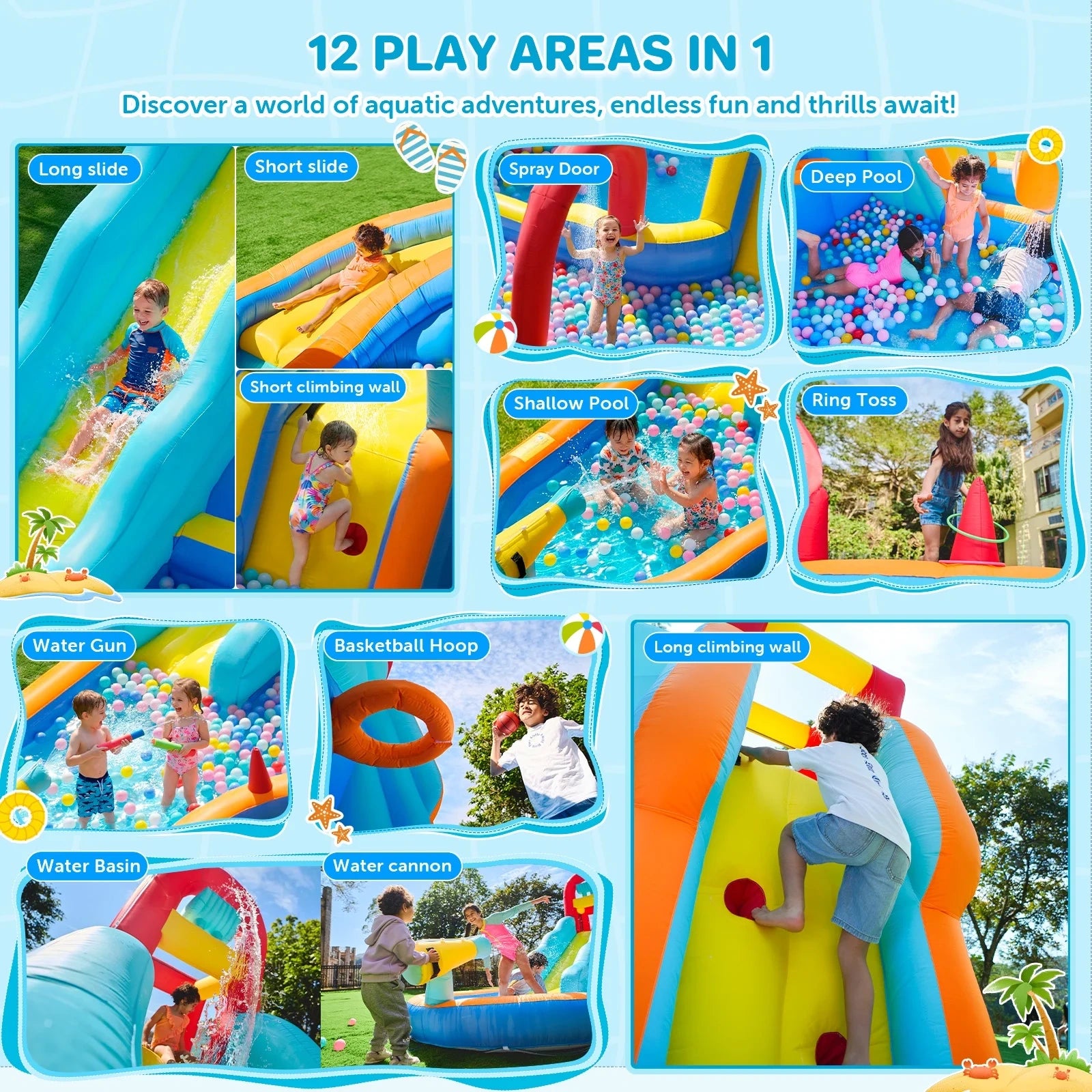 12-in-1 Inflatable Water Slide Bounce House