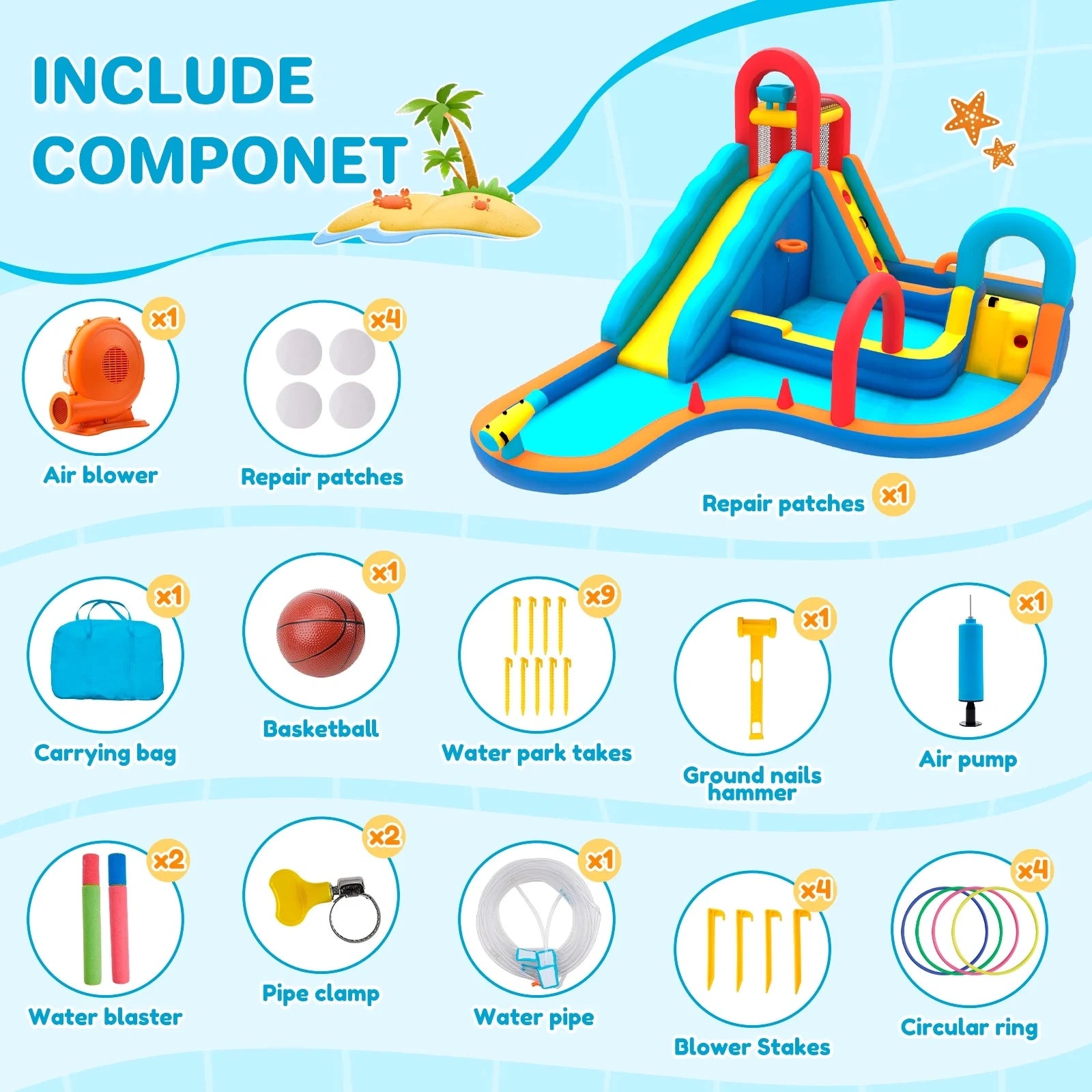 12-in-1 Inflatable Water Slide Bounce House