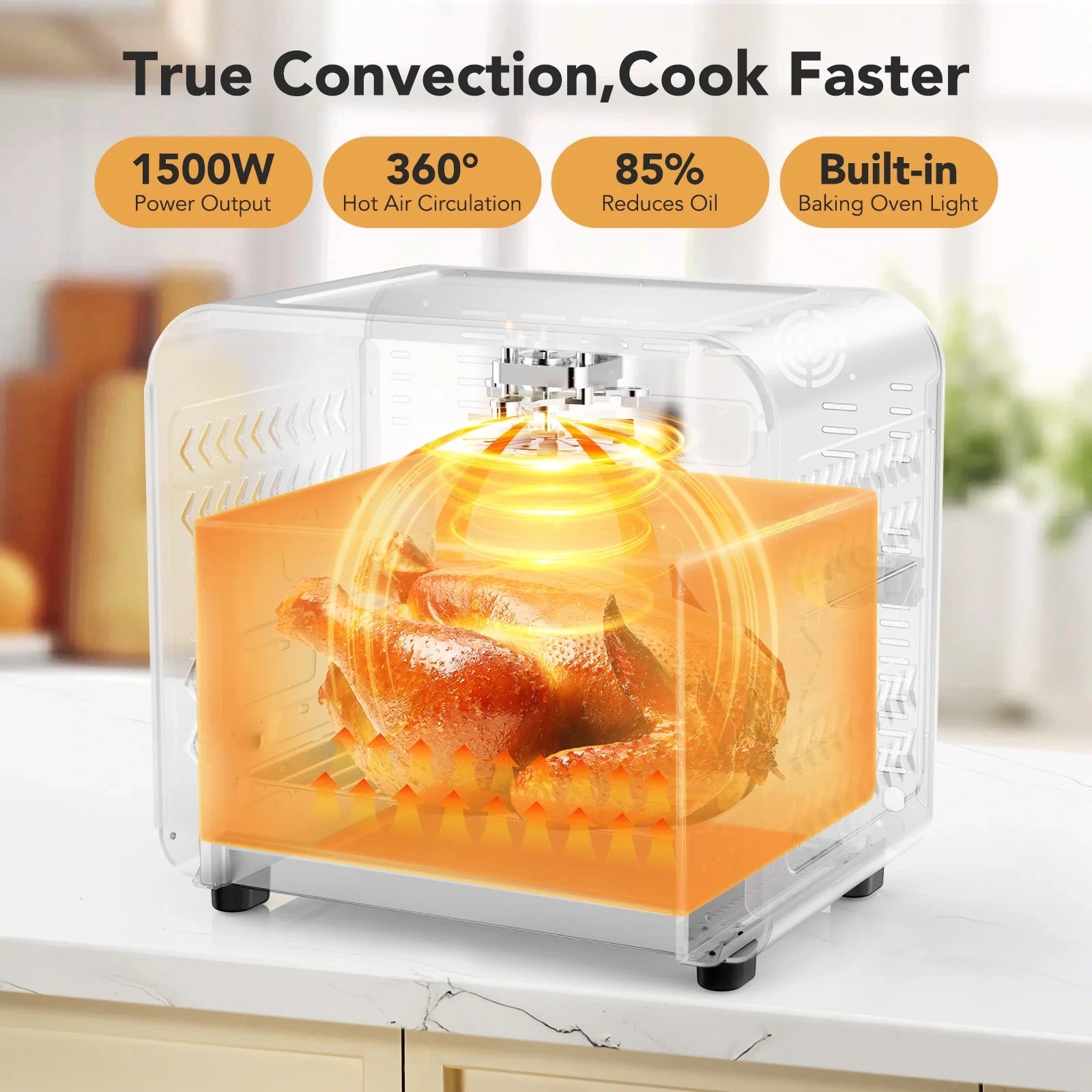 19QT Air Fryer Toaster Oven, 1500W, Grey