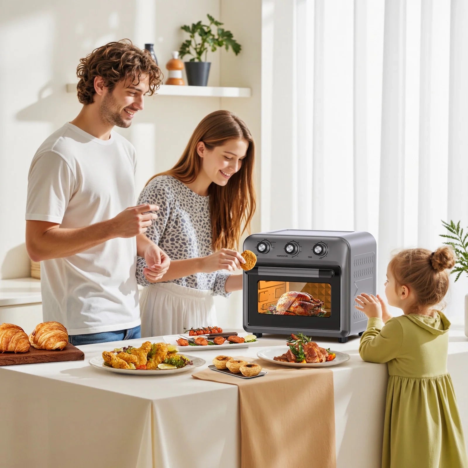 19QT Air Fryer Toaster Oven, 1500W, Grey