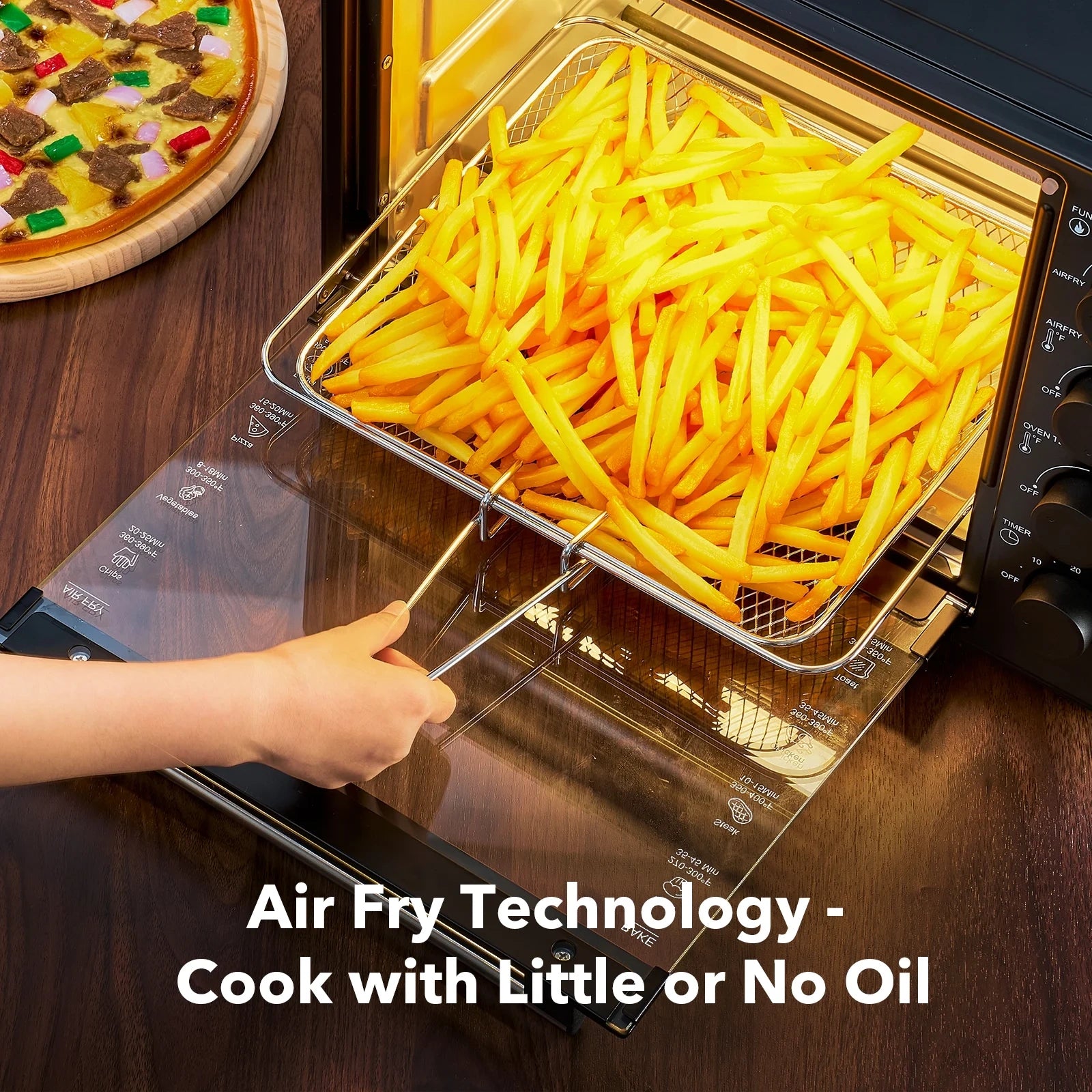 34QT Super-Large Air Fryer Oven, 1500W, Black
