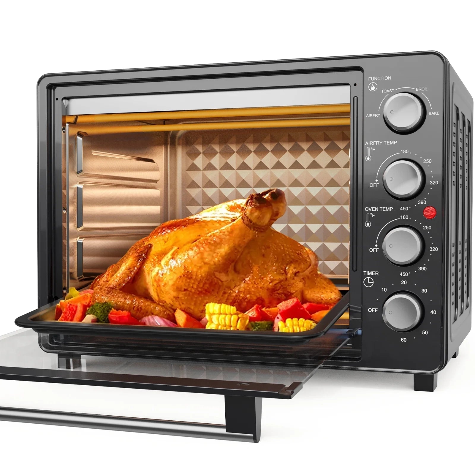 34QT Super-Large Air Fryer Oven, 1500W, Black