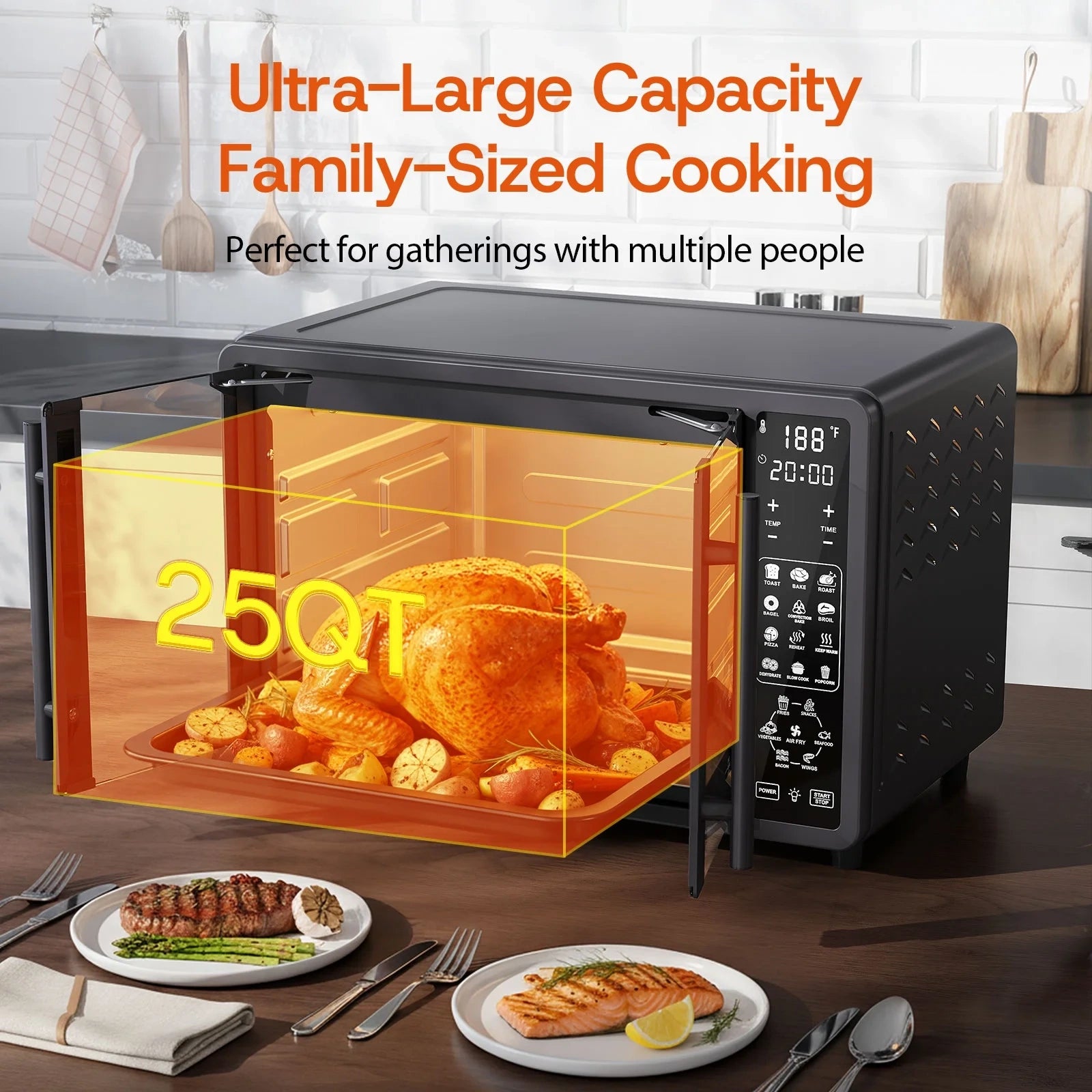 25QT French Dual-Door Oven,1700W,Black