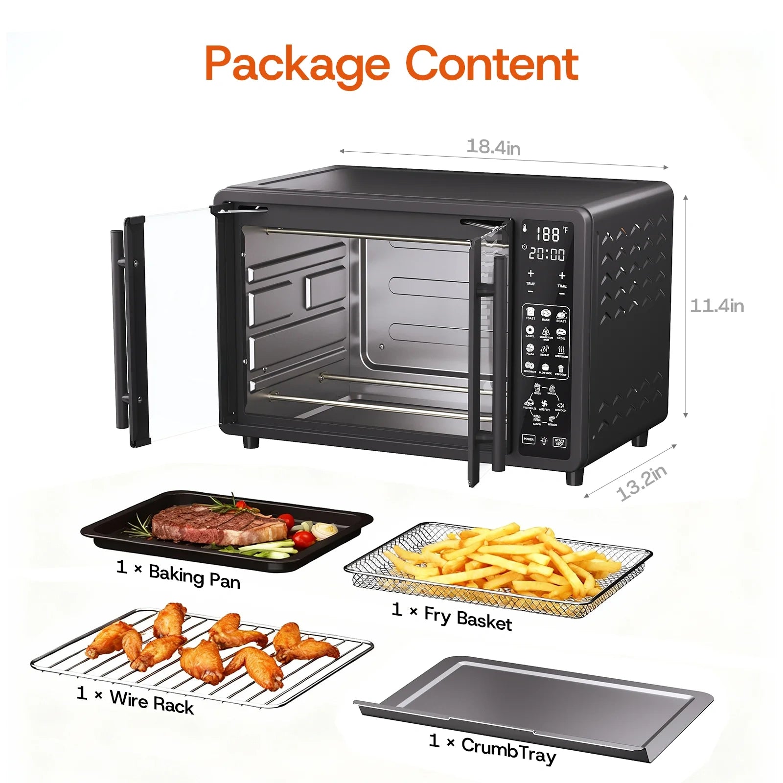 25QT French Dual-Door Oven,1700W,Black