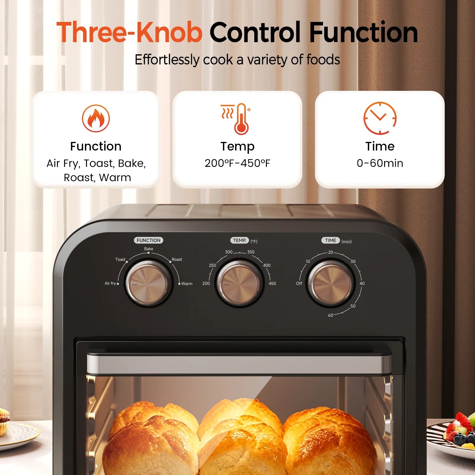 15QT Air Fryer  Oven,1300W,Black