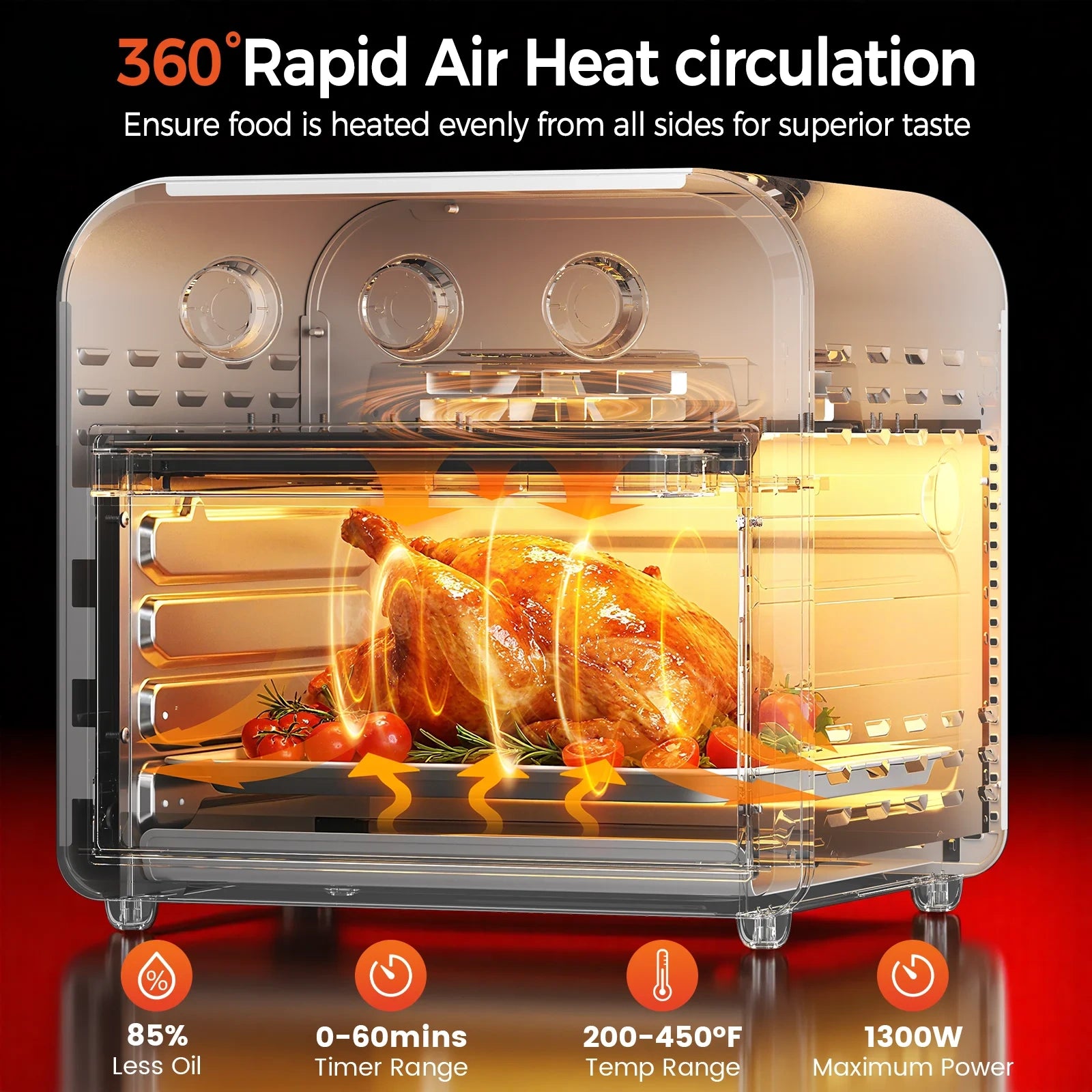 15QT Air Fryer  Oven,1300W,Black