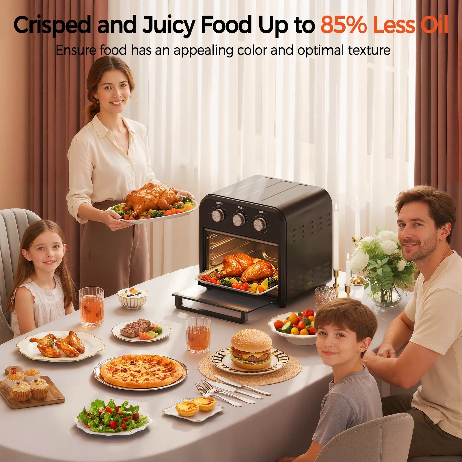 15QT Air Fryer  Oven,1300W,Black