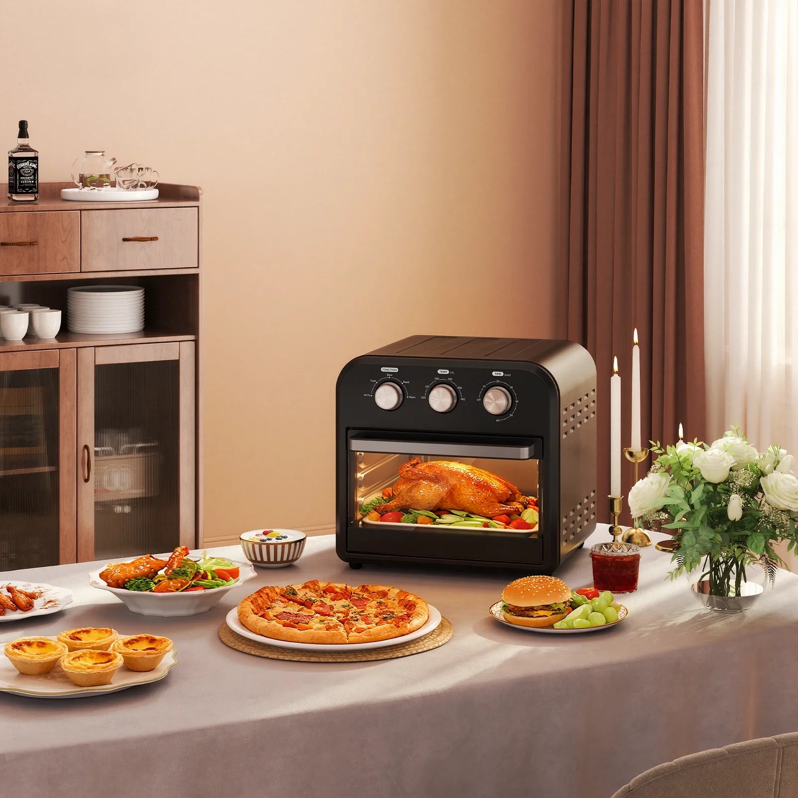 15QT Air Fryer  Oven,1300W,Black