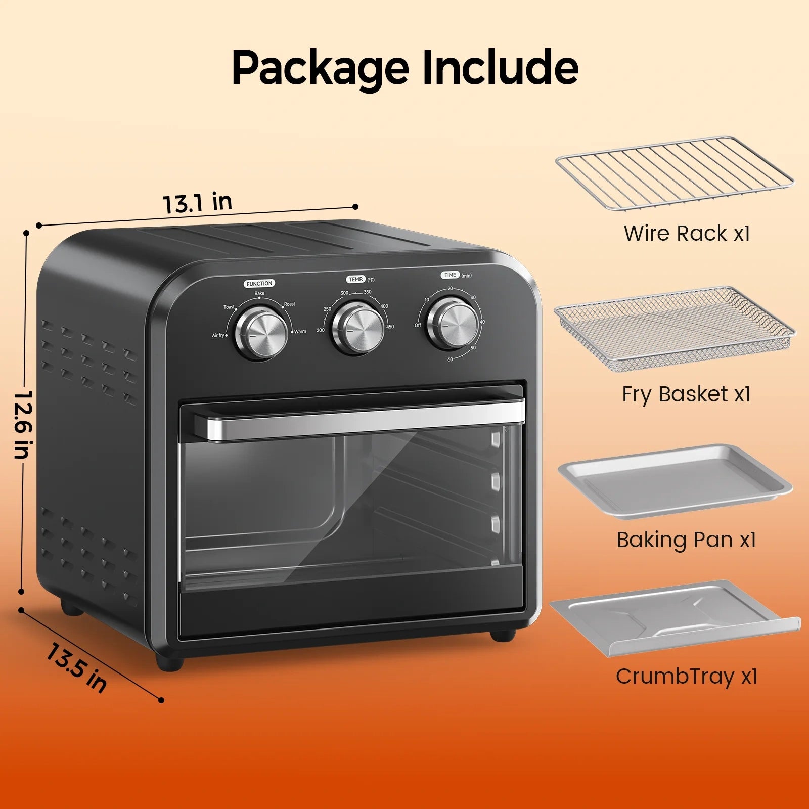 15QT Air Fryer  Oven,1300W,Black