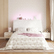 Bed Frame with Adjustable Height Plush Headboard