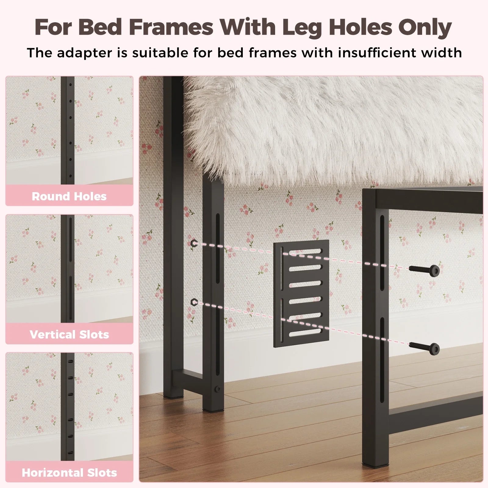 Bed Frame with Adjustable Height Plush Headboard