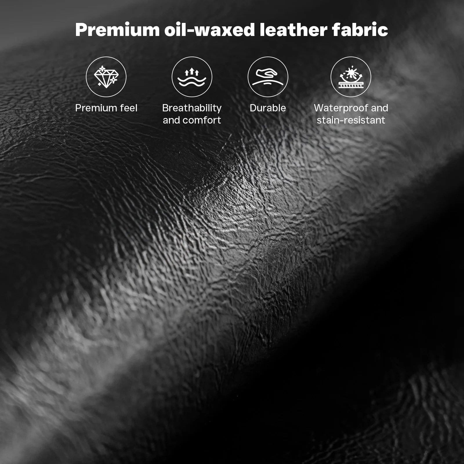 Bed Frame with Adjustable Height Oil-Waxed Leather Headboard