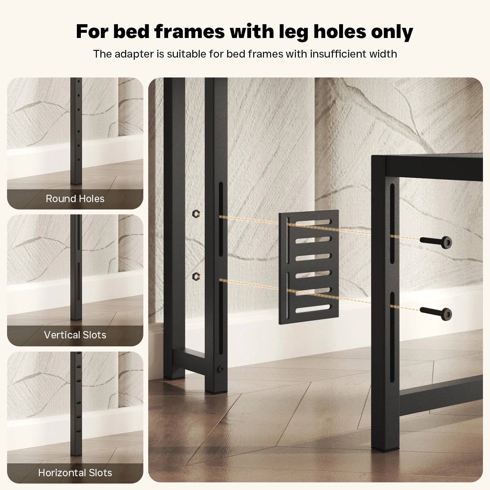 Bed Frame with Adjustable Height Oil-Waxed Leather Headboard