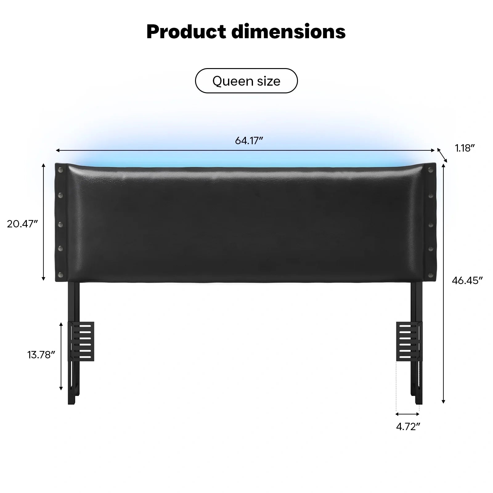 Bed Frame with Adjustable Height Oil-Waxed Leather Headboard