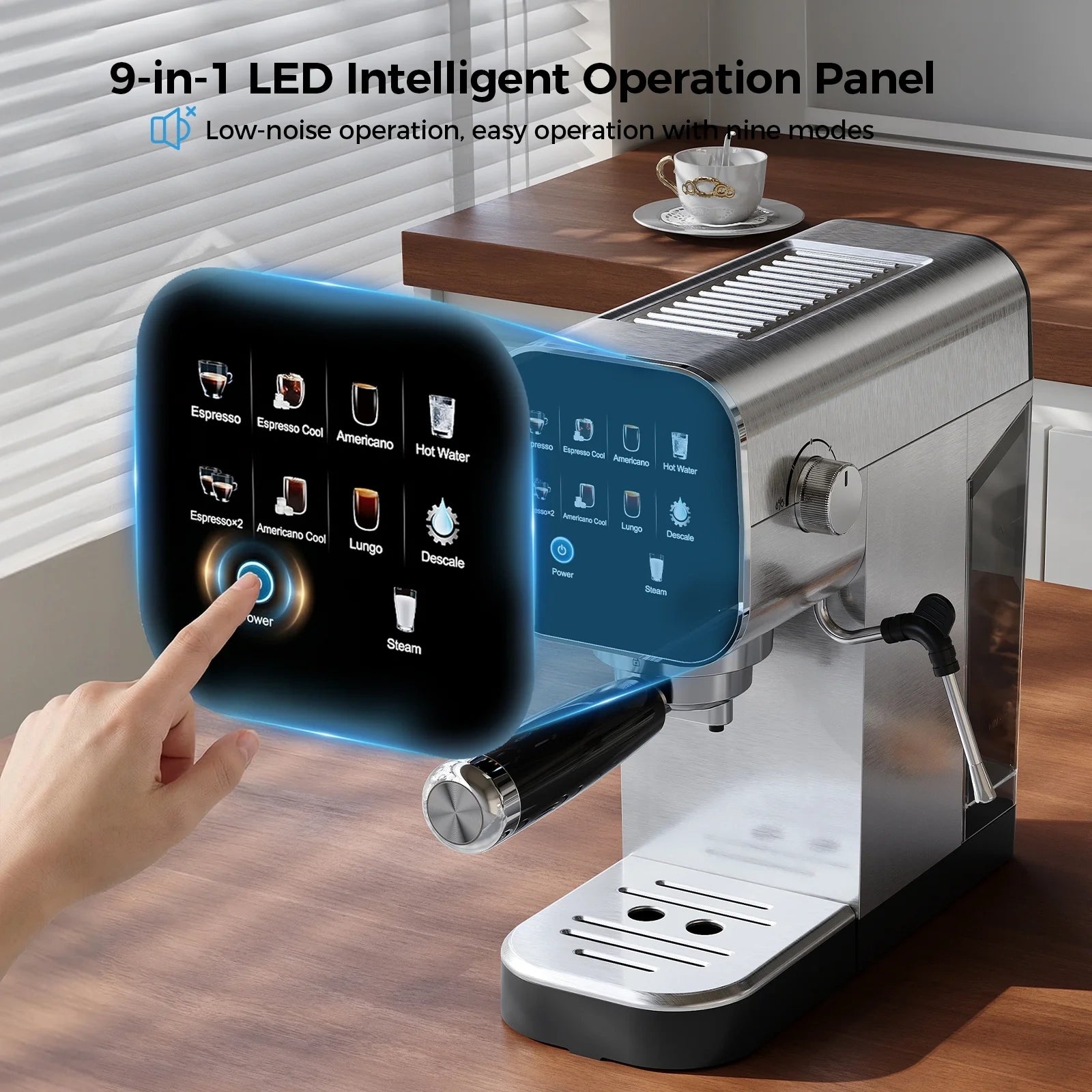 Espresso Stainless Steel Coffee Maker with Color Touchscreen