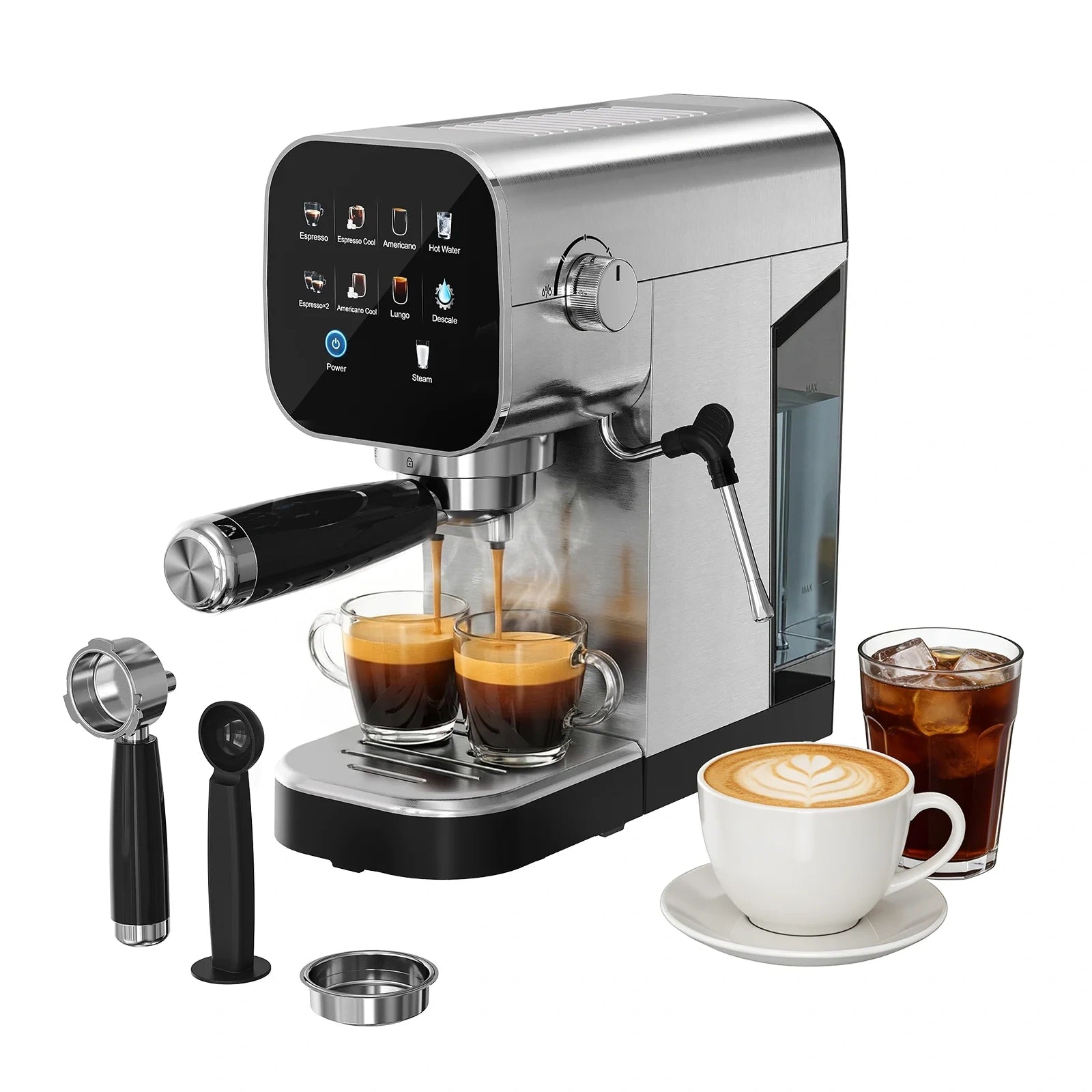 Espresso Stainless Steel Coffee Maker with Color Touchscreen