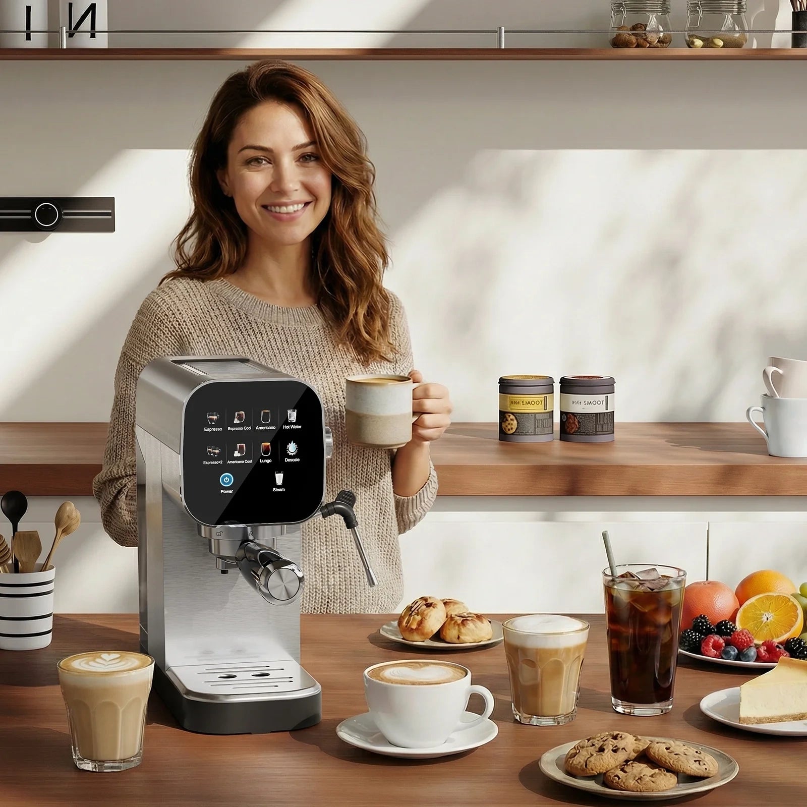 Espresso Stainless Steel Coffee Maker with Color Touchscreen