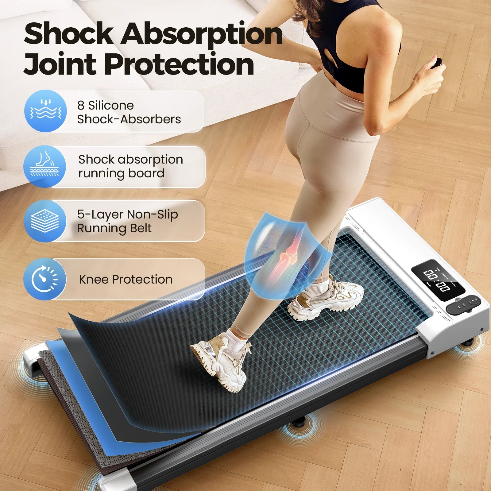 FT21 Portable Walking Pad Treadmill 2.5 PH Silent Motor Max Load 300 lbs