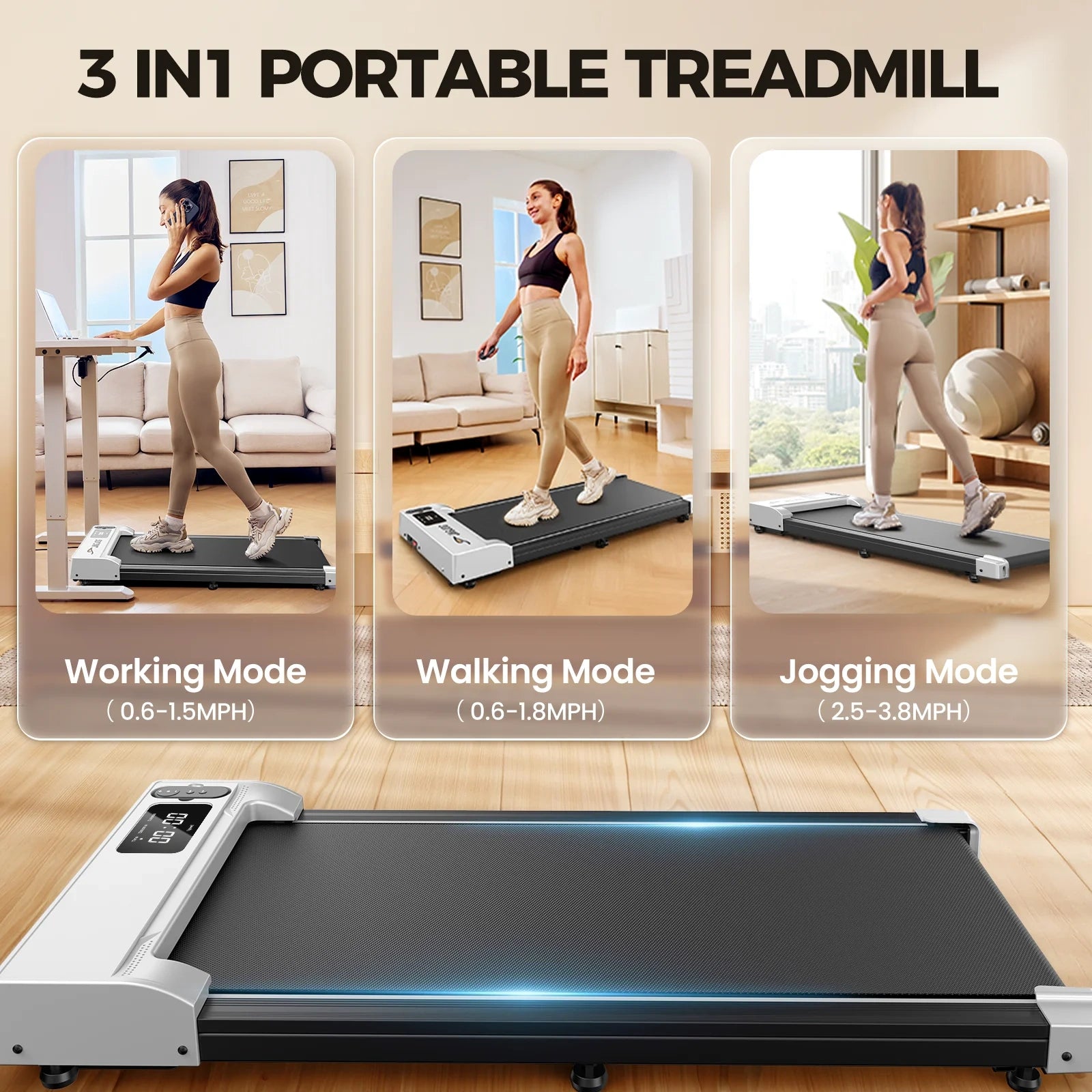 FT21 Portable Walking Pad Treadmill 2.5 PH Silent Motor Max Load 300 lbs