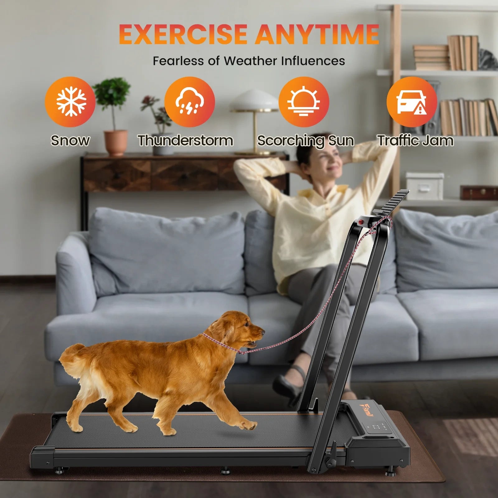 FT51 Walking Pad Treadmill with HandleBar 2.5 PH Low-noise Motor LED Display