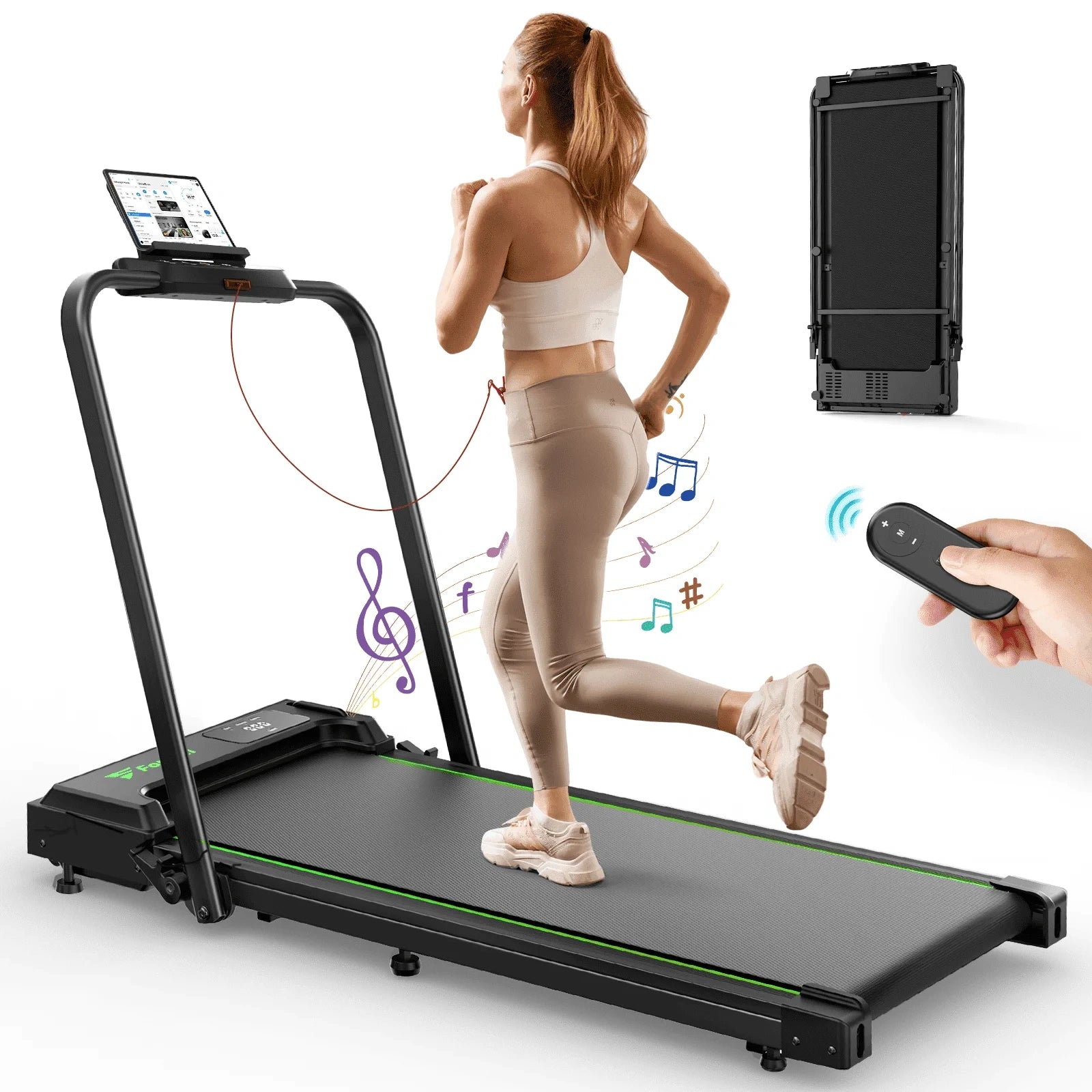 FT51 Walking Pad Treadmill with HandleBar 2.5 PH Low-noise Motor LED Display