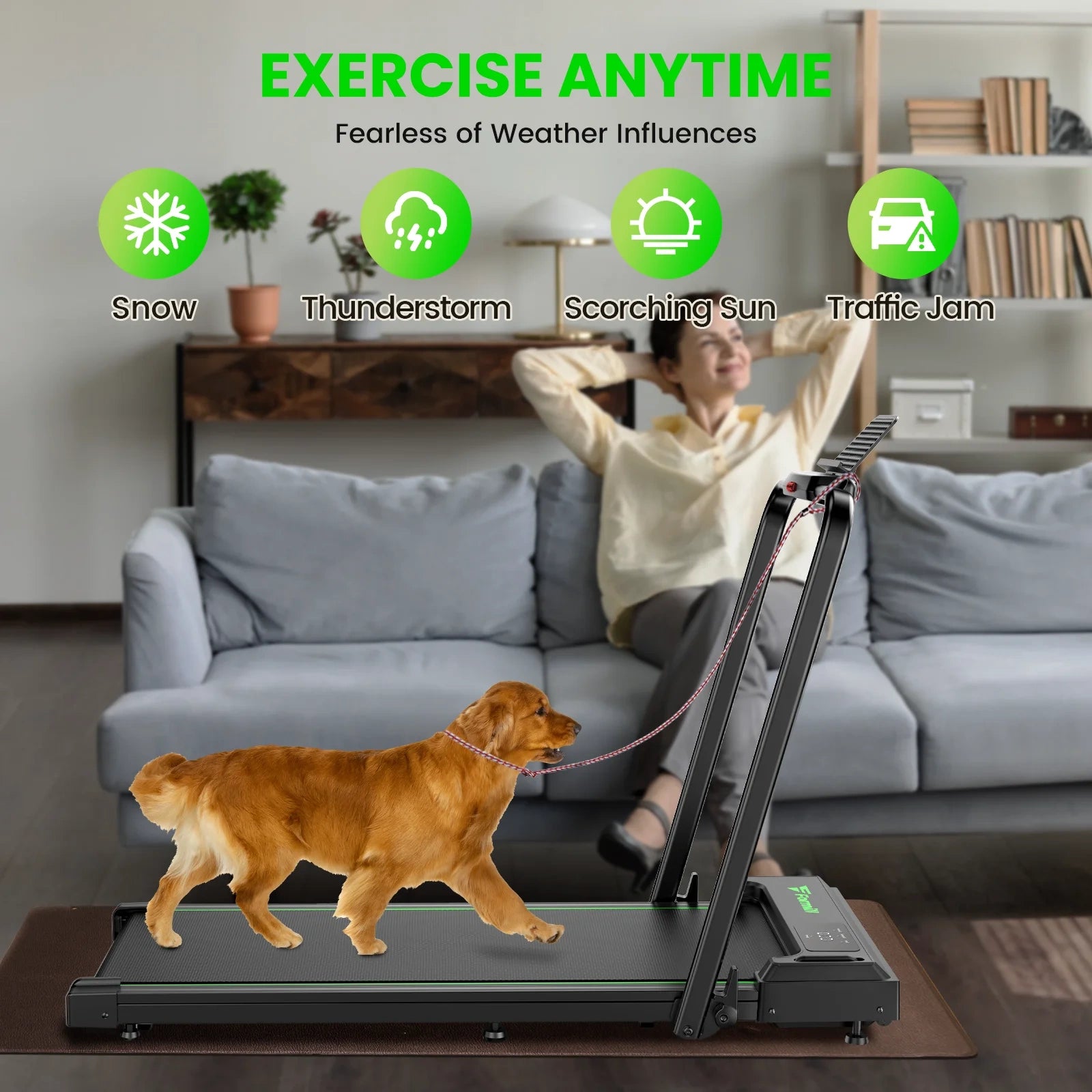 FT51 Walking Pad Treadmill with HandleBar 2.5 PH Low-noise Motor LED Display