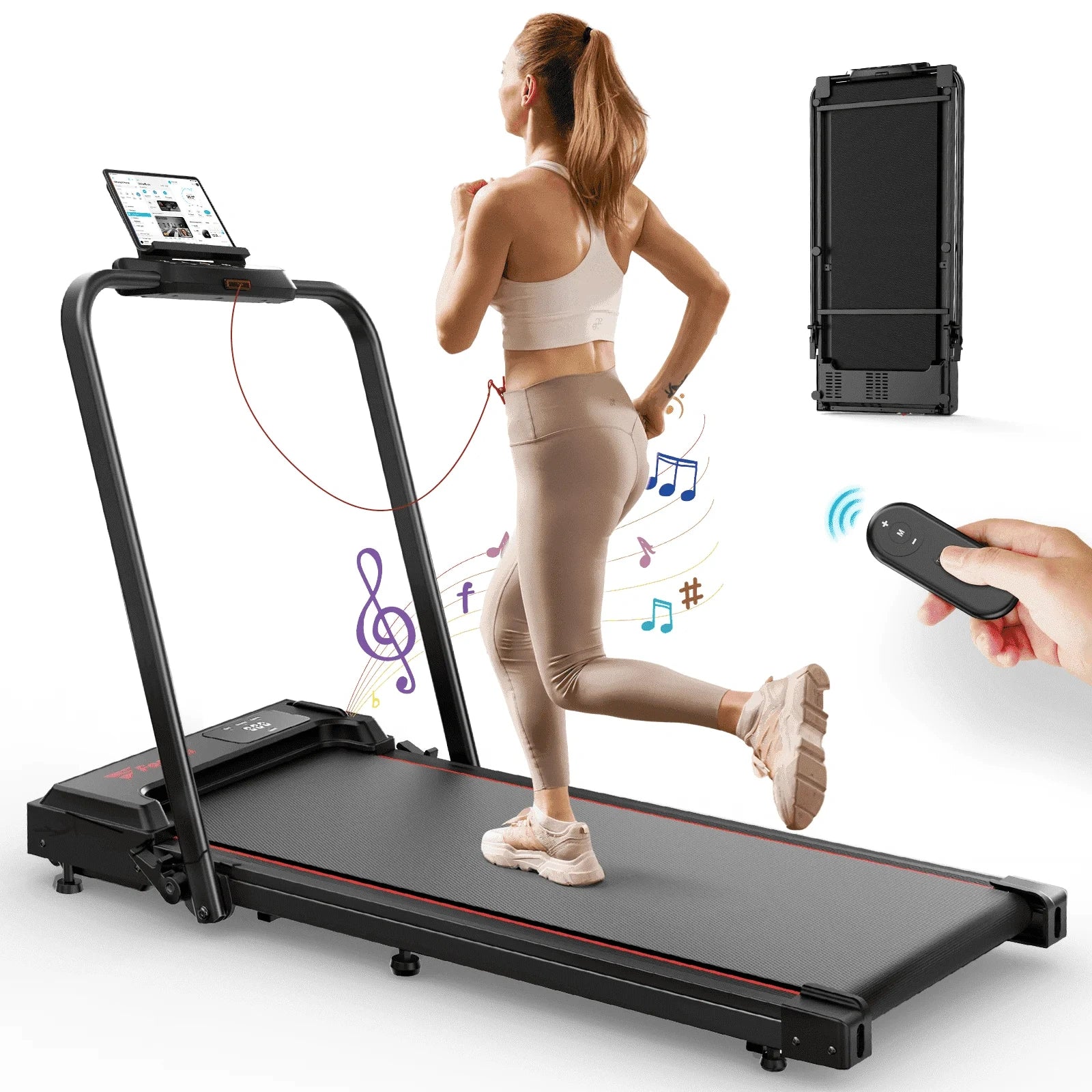 FT51 Walking Pad Treadmill with HandleBar 2.5 PH Low-noise Motor LED Display