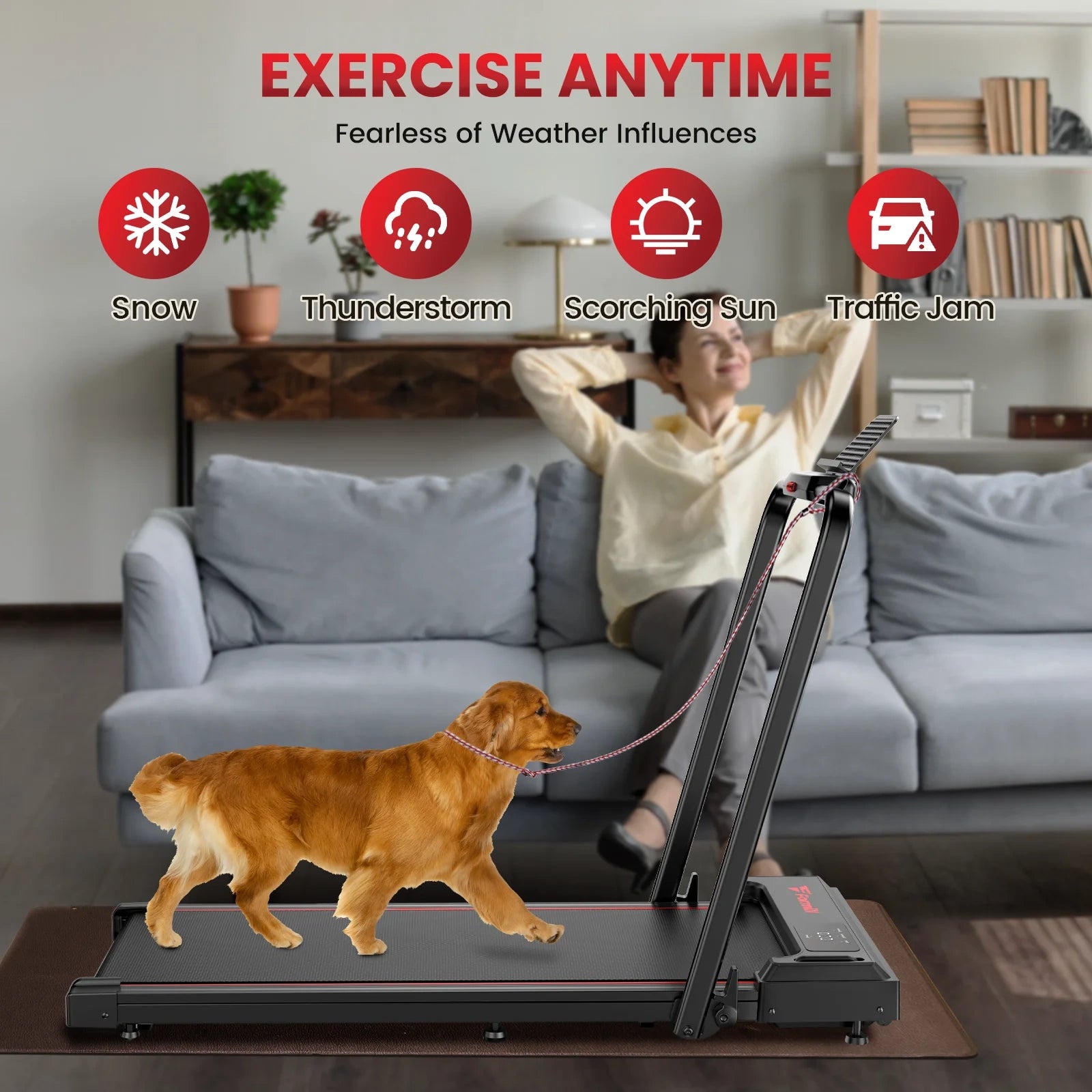 FT51 Walking Pad Treadmill with HandleBar 2.5 PH Low-noise Motor LED Display