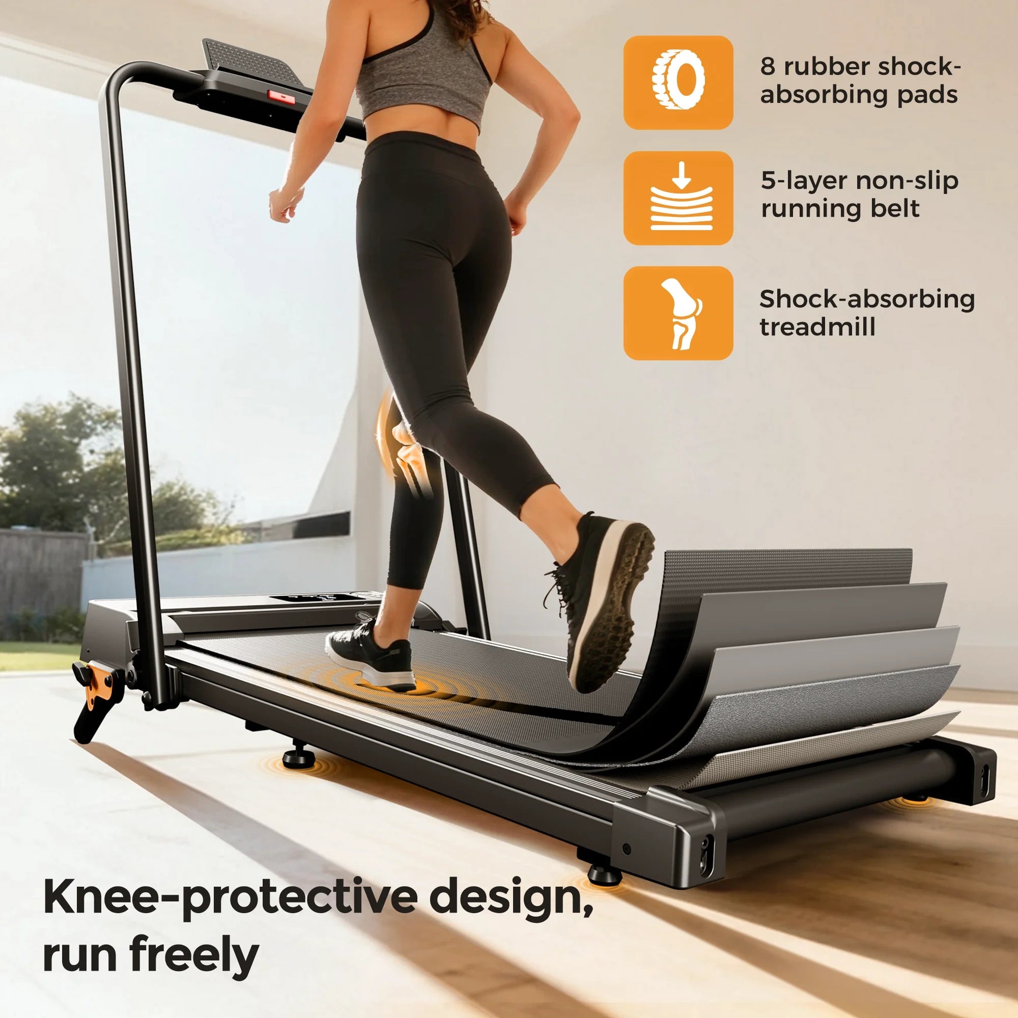 FT52 Walking Pad Treadmill with Handle Bar 2.5 PH Brushless Motor Max Load 300 lbs