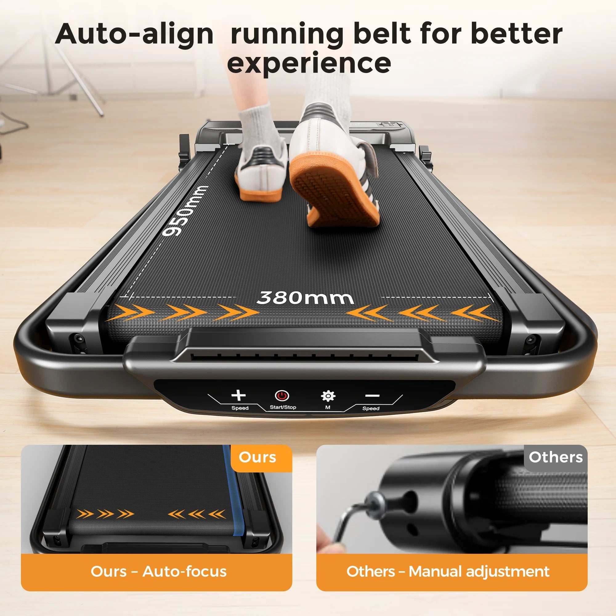 FT52 Walking Pad Treadmill with Handle Bar 2.5 PH Brushless Motor Max Load 300 lbs