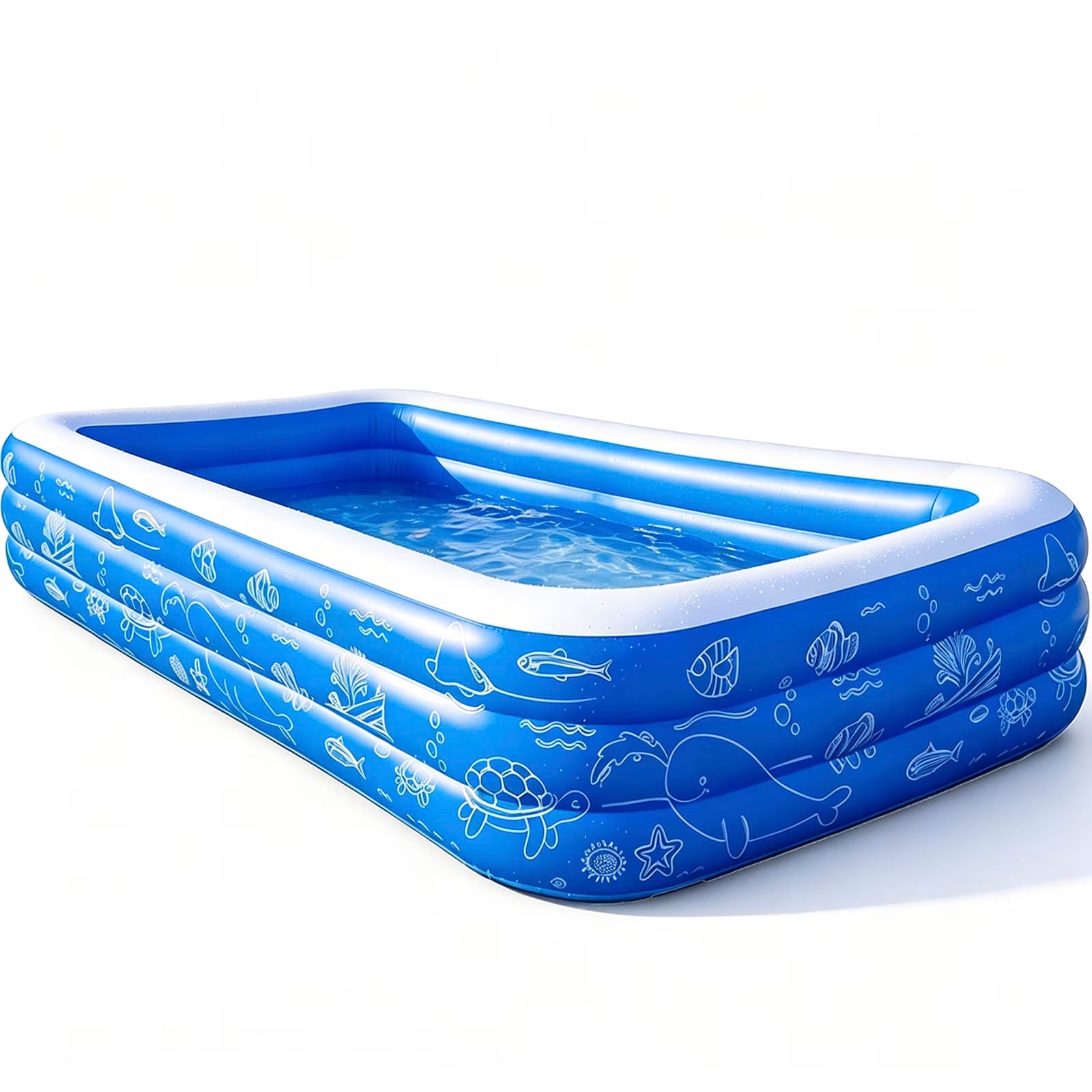 Inflatable Pool for Kids and Adults, 120"x68"22" Oversized Thickened Family Swimming Pool Blow Up Pool, Blue