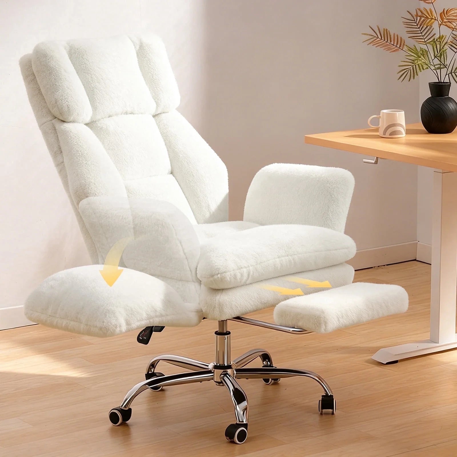 LBGYZ01 Big and Tall Office Chair, Flip-Armrest Cloud Plush Criss Cross Desk Chair
