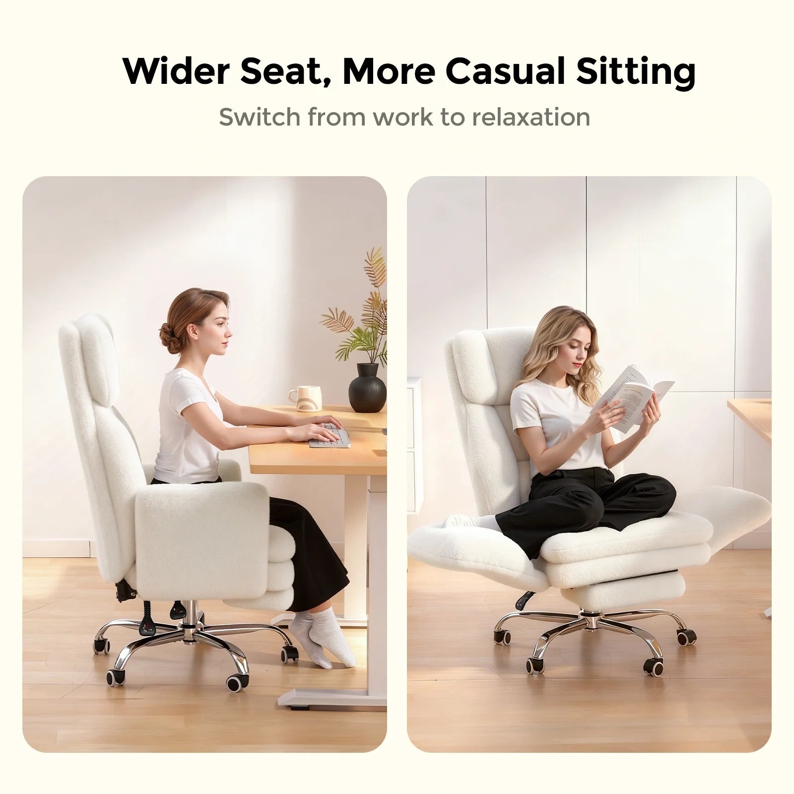 LBGYZ01 Big and Tall Office Chair, Flip-Armrest Cloud Plush Criss Cross Desk Chair