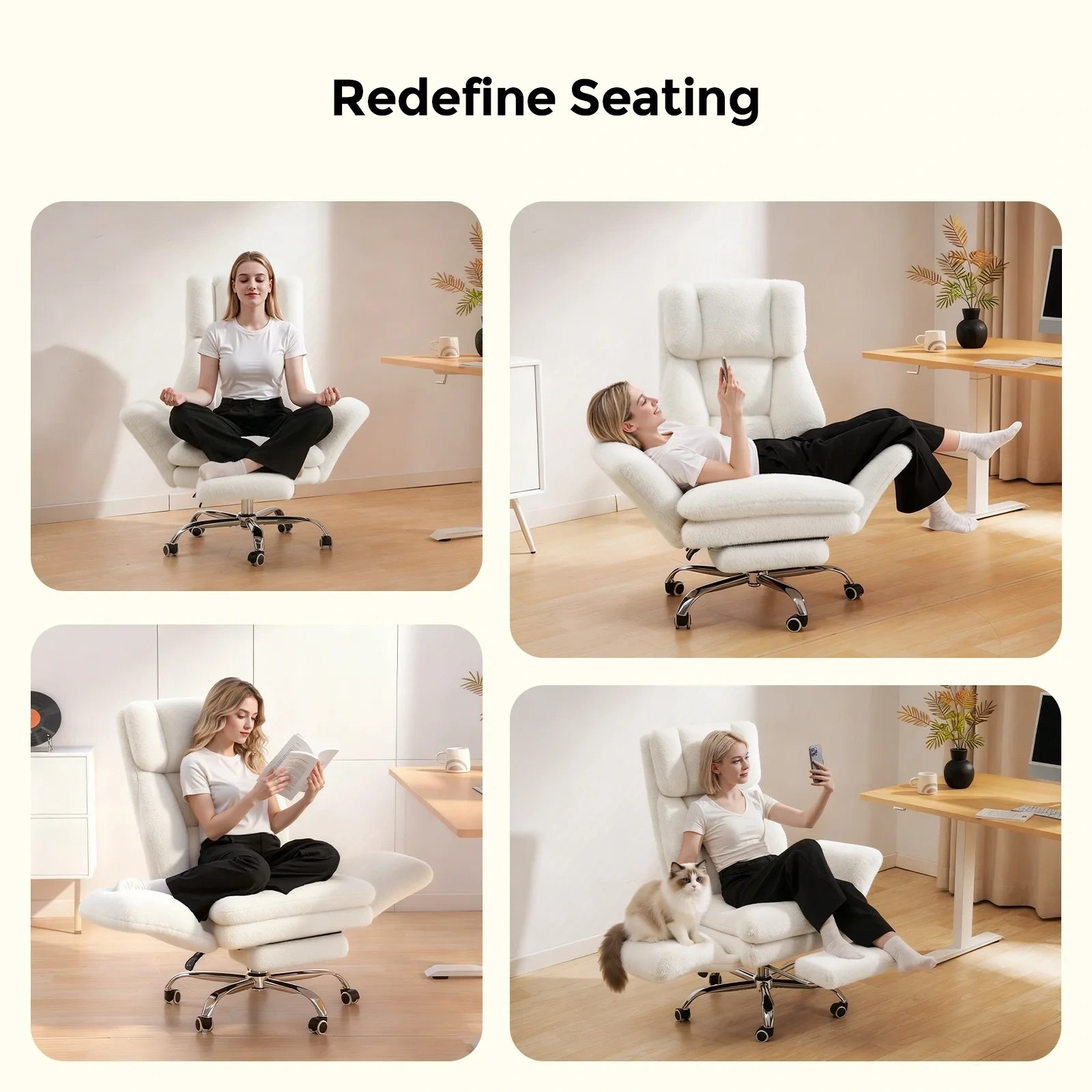 LBGYZ01 Big and Tall Office Chair, Flip-Armrest Cloud Plush Criss Cross Desk Chair
