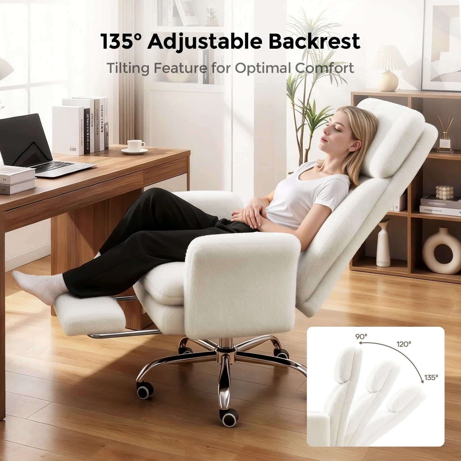 LBGYZ01 Big and Tall Office Chair, Flip-Armrest Cloud Plush Criss Cross Desk Chair