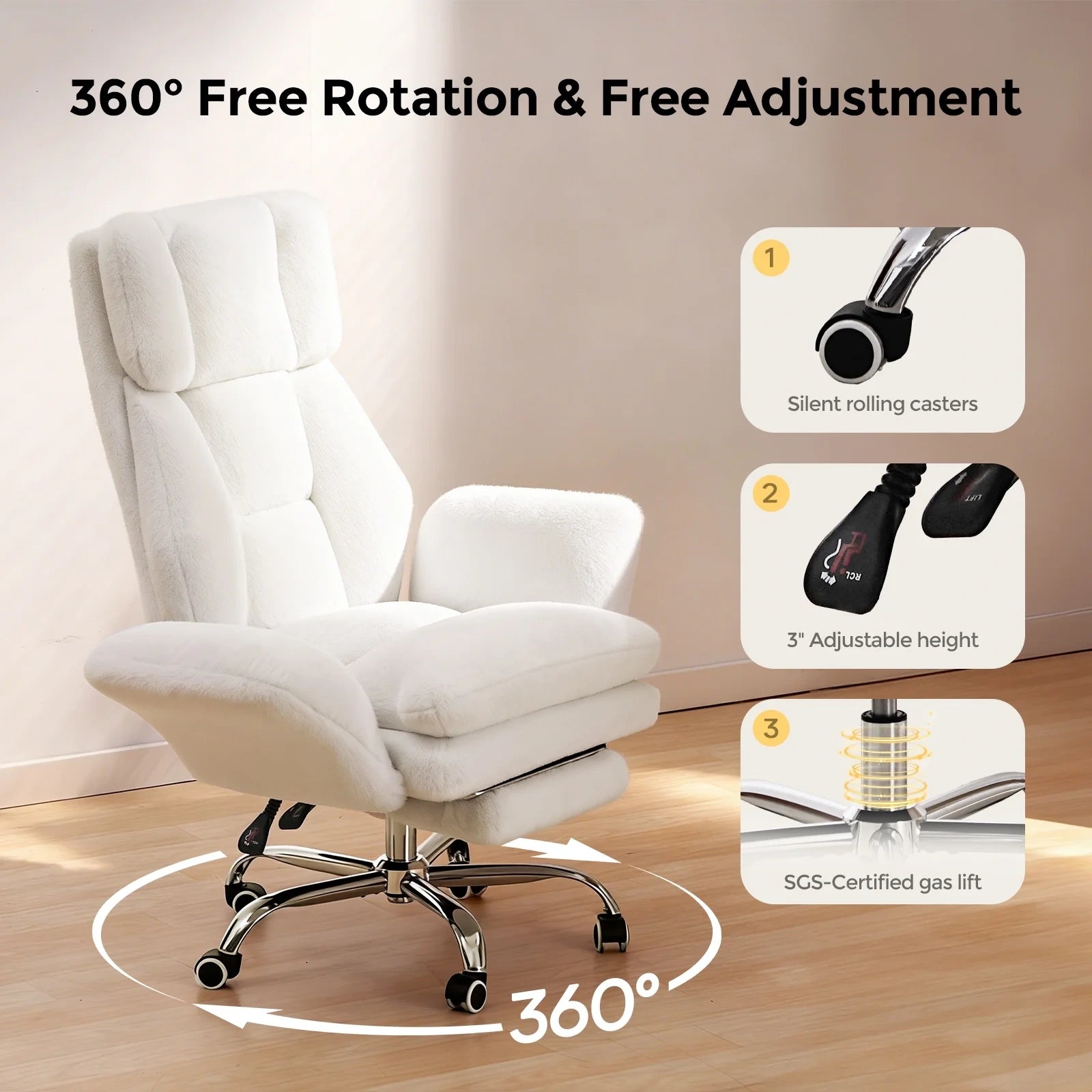 LBGYZ01 Big and Tall Office Chair, Flip-Armrest Cloud Plush Criss Cross Desk Chair