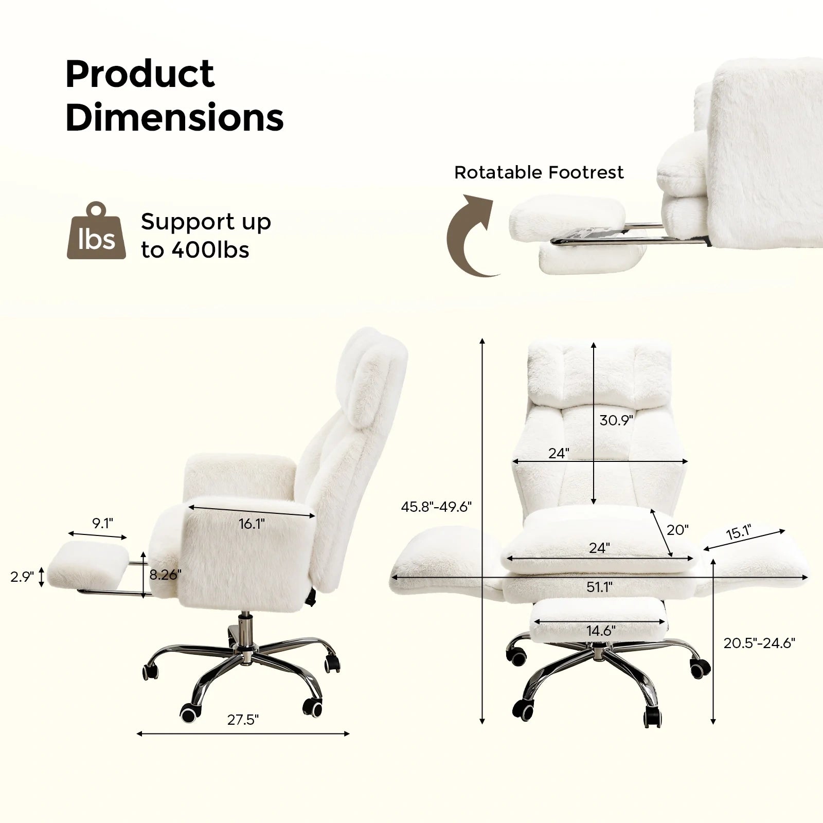 LBGYZ01 Big and Tall Office Chair, Flip-Armrest Cloud Plush Criss Cross Desk Chair