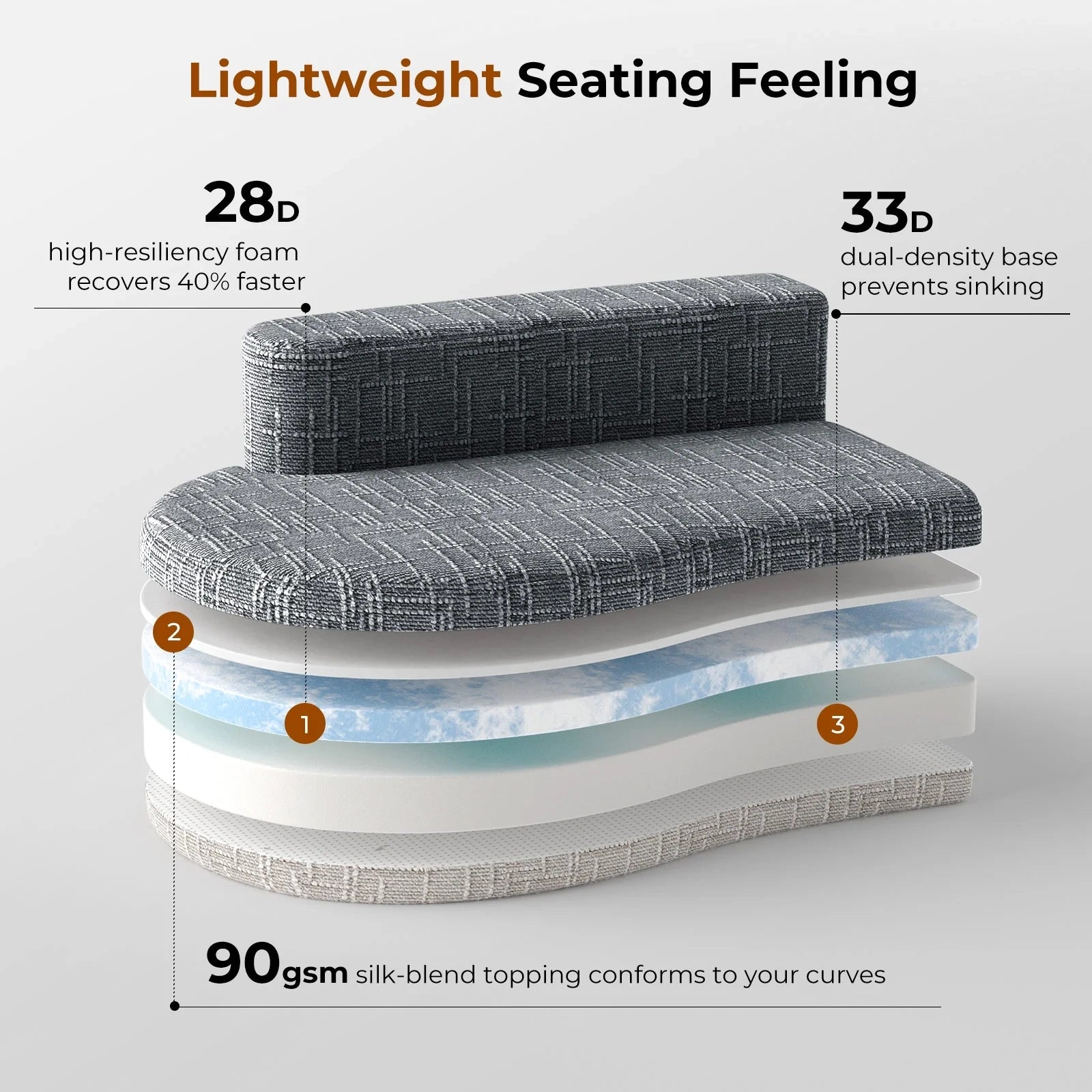 98 Inch Curved Couch with 2 Cozy Pillows