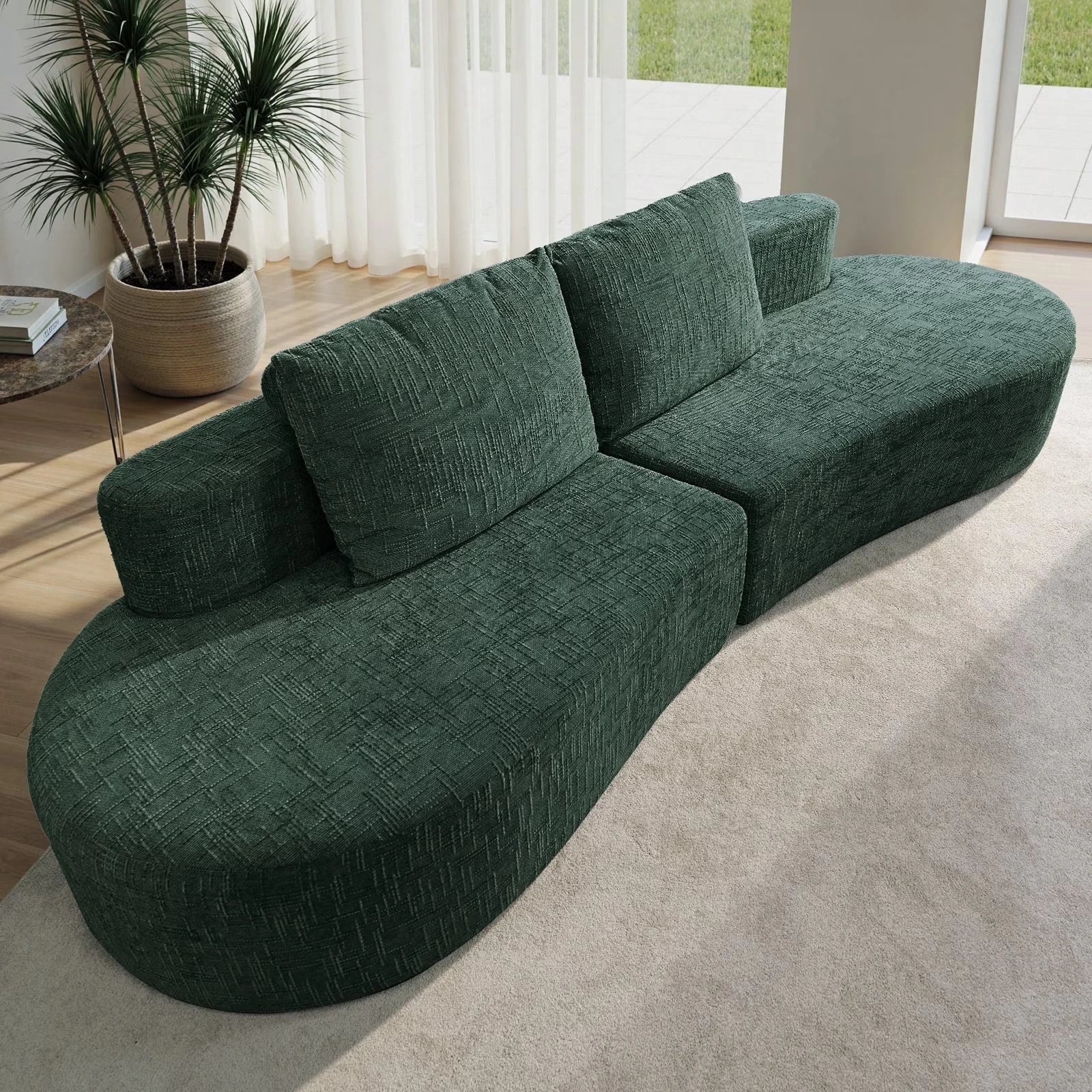 98 Inch Curved Couch with 2 Cozy Pillows