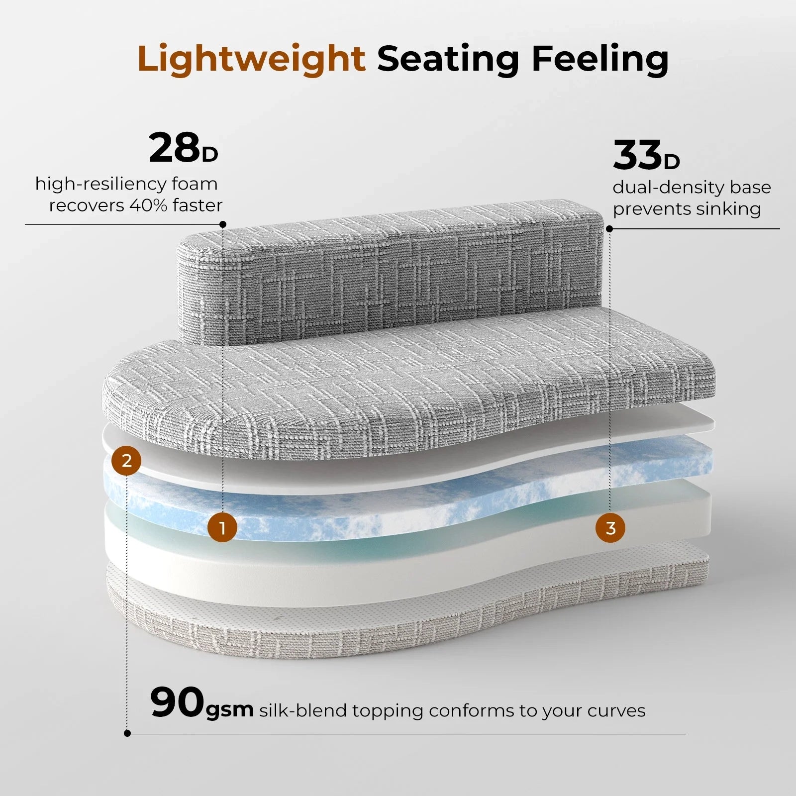 98 Inch Curved Couch with 2 Cozy Pillows