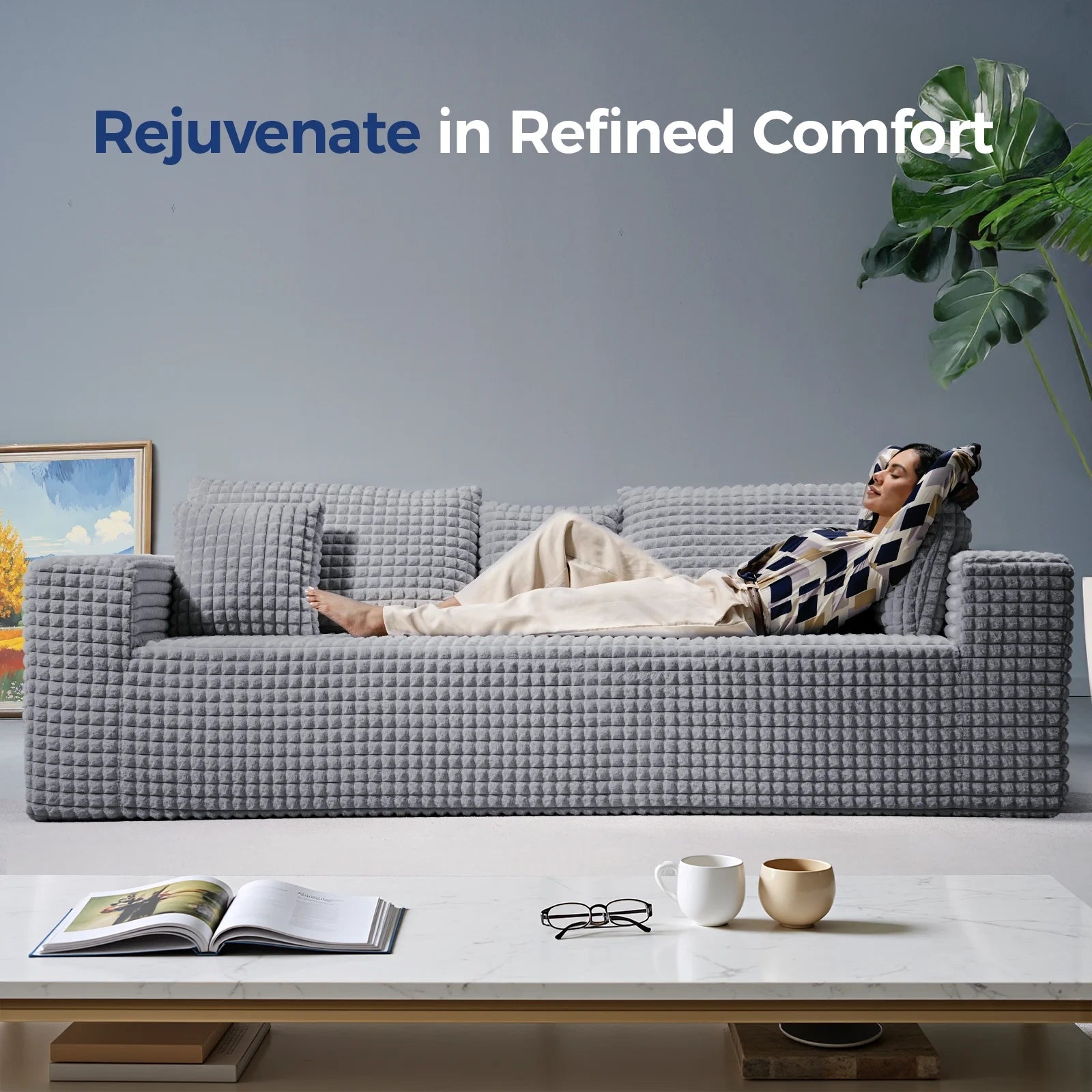 101 Inch 3-Seater Cloud Sectional Sofa
