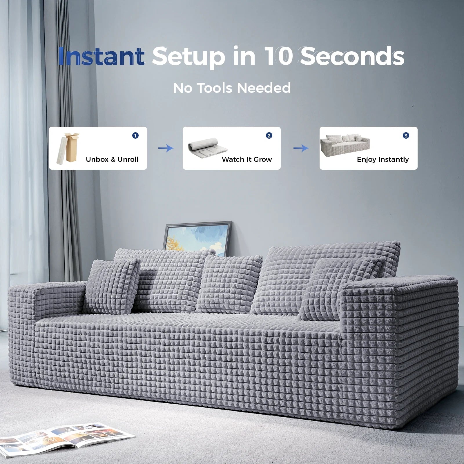 101 Inch 3-Seater Cloud Sectional Sofa