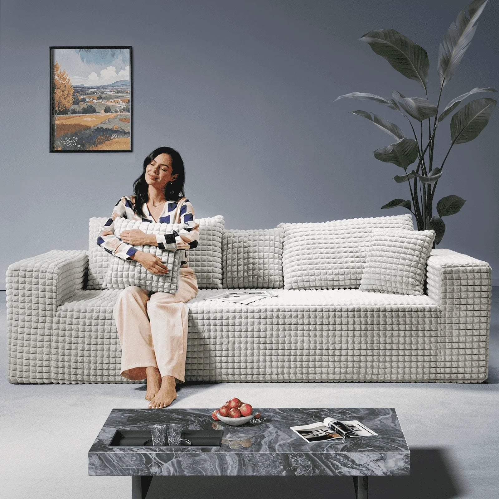 101 Inch 3-Seater Cloud Sectional Sofa