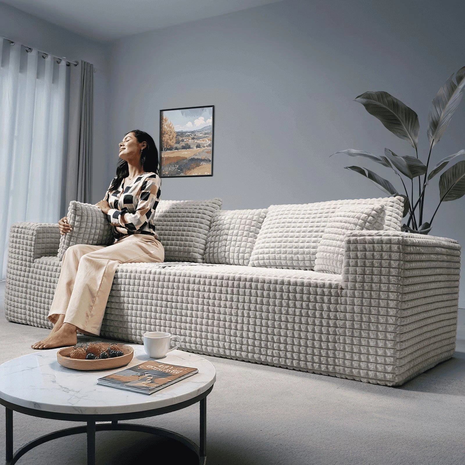 101 Inch 3-Seater Cloud Sectional Sofa