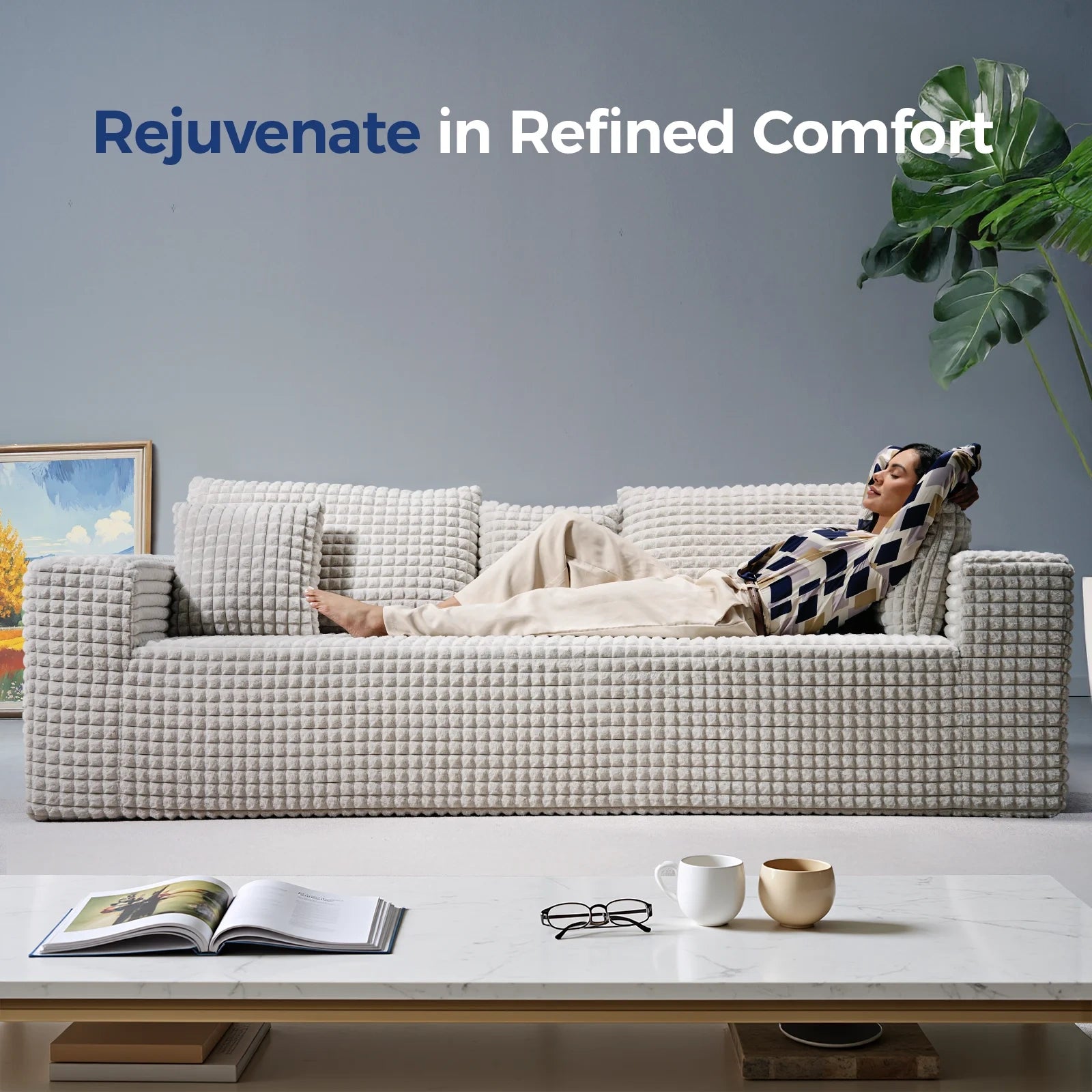 101 Inch 3-Seater Cloud Sectional Sofa