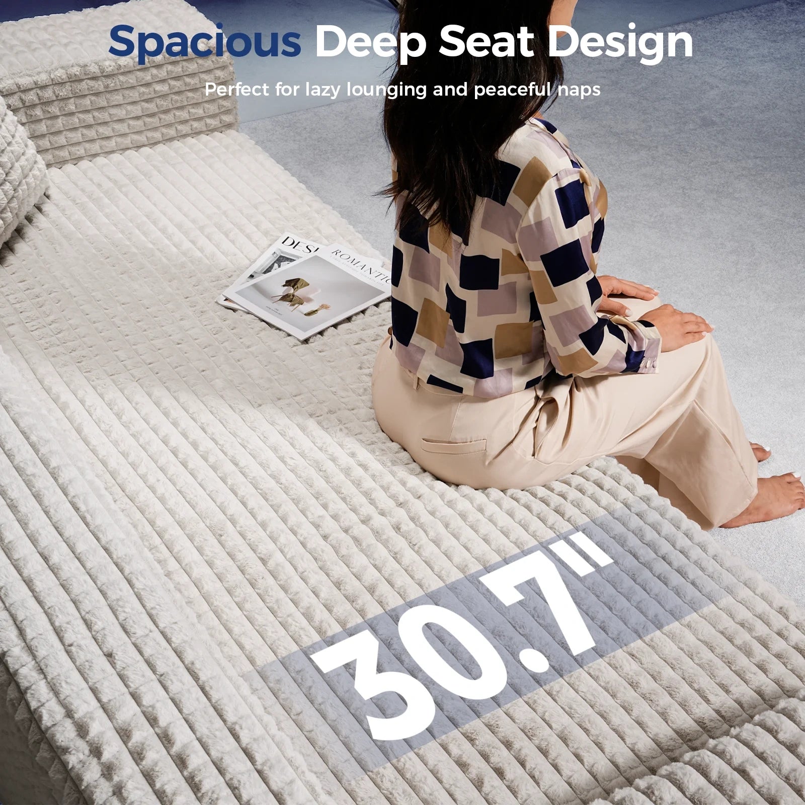 101 Inch 3-Seater Cloud Sectional Sofa