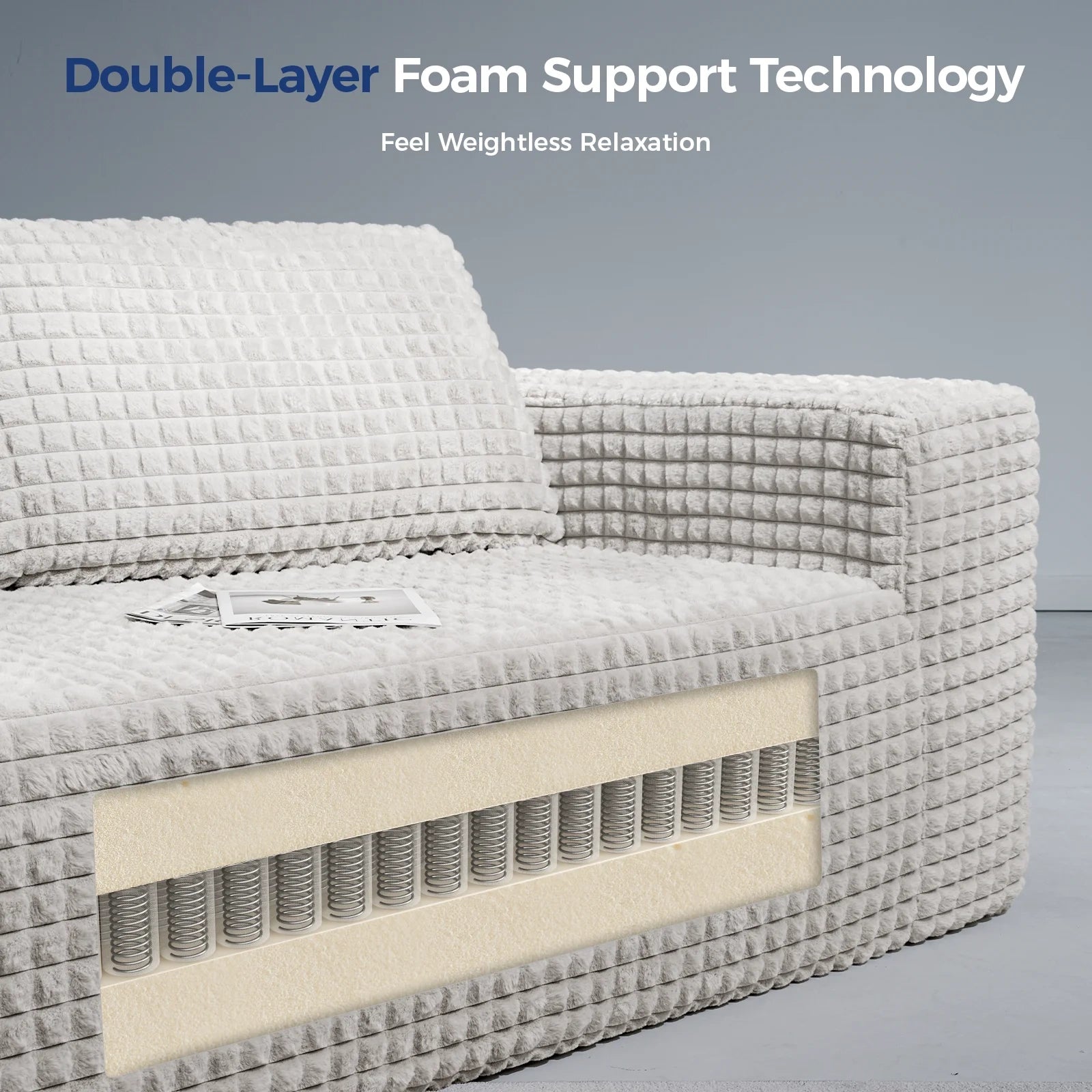 101 Inch 3-Seater Cloud Sectional Sofa